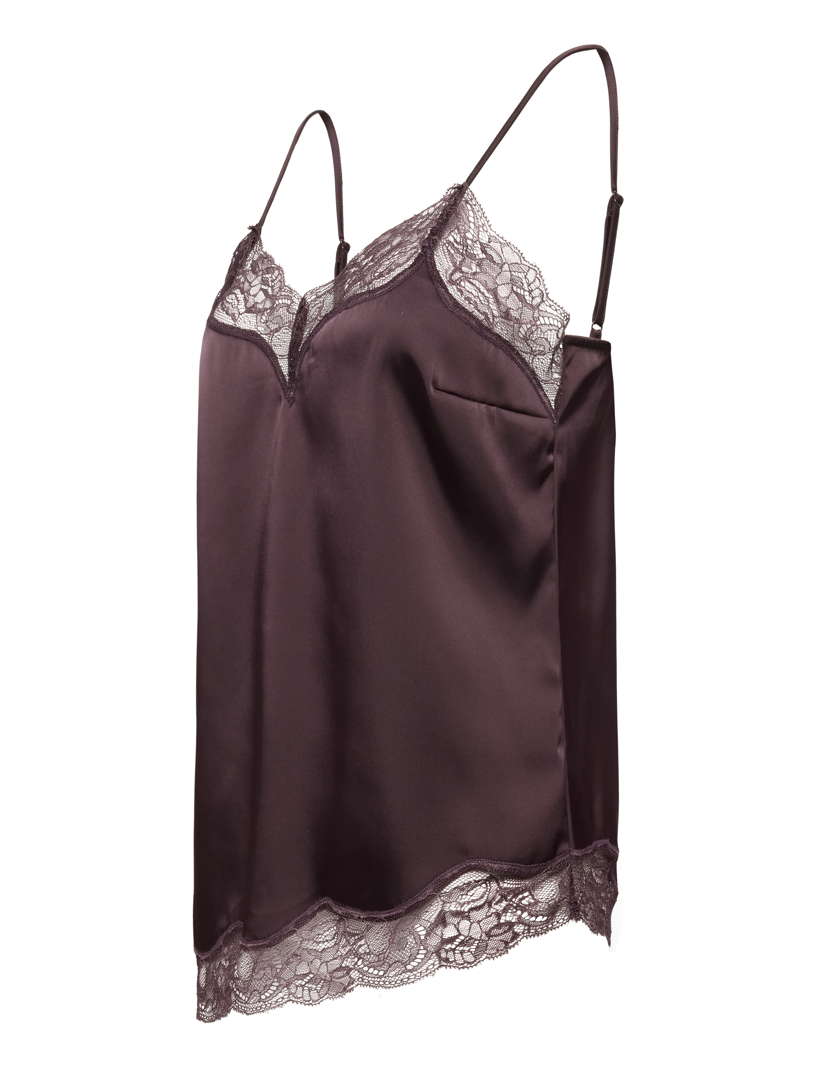 Dante6 - Dante6-Dawna bold satin lace camisole - Ärmellose blusen - dark plum - 3