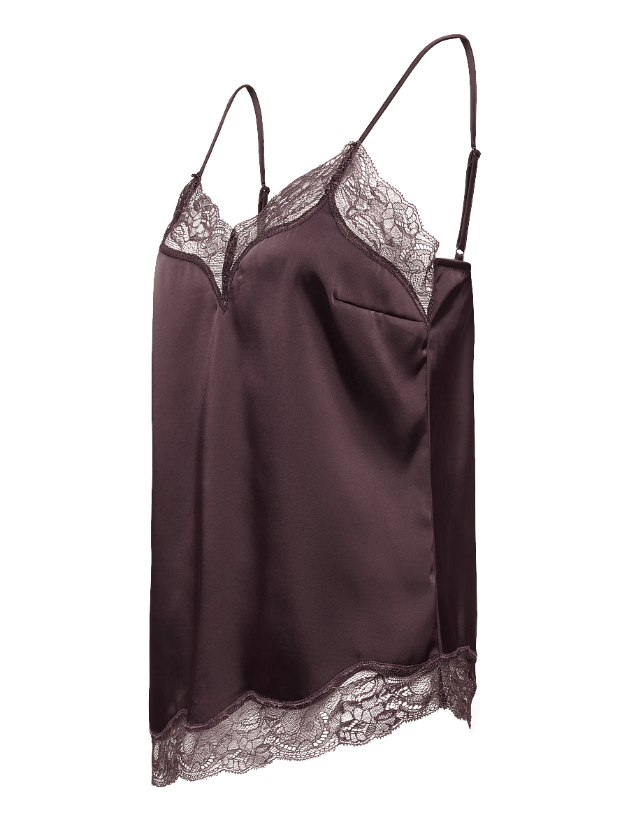 Dante6 - Dante6-Dawna bold satin lace camisole - Ärmellose blusen - dark plum - 3