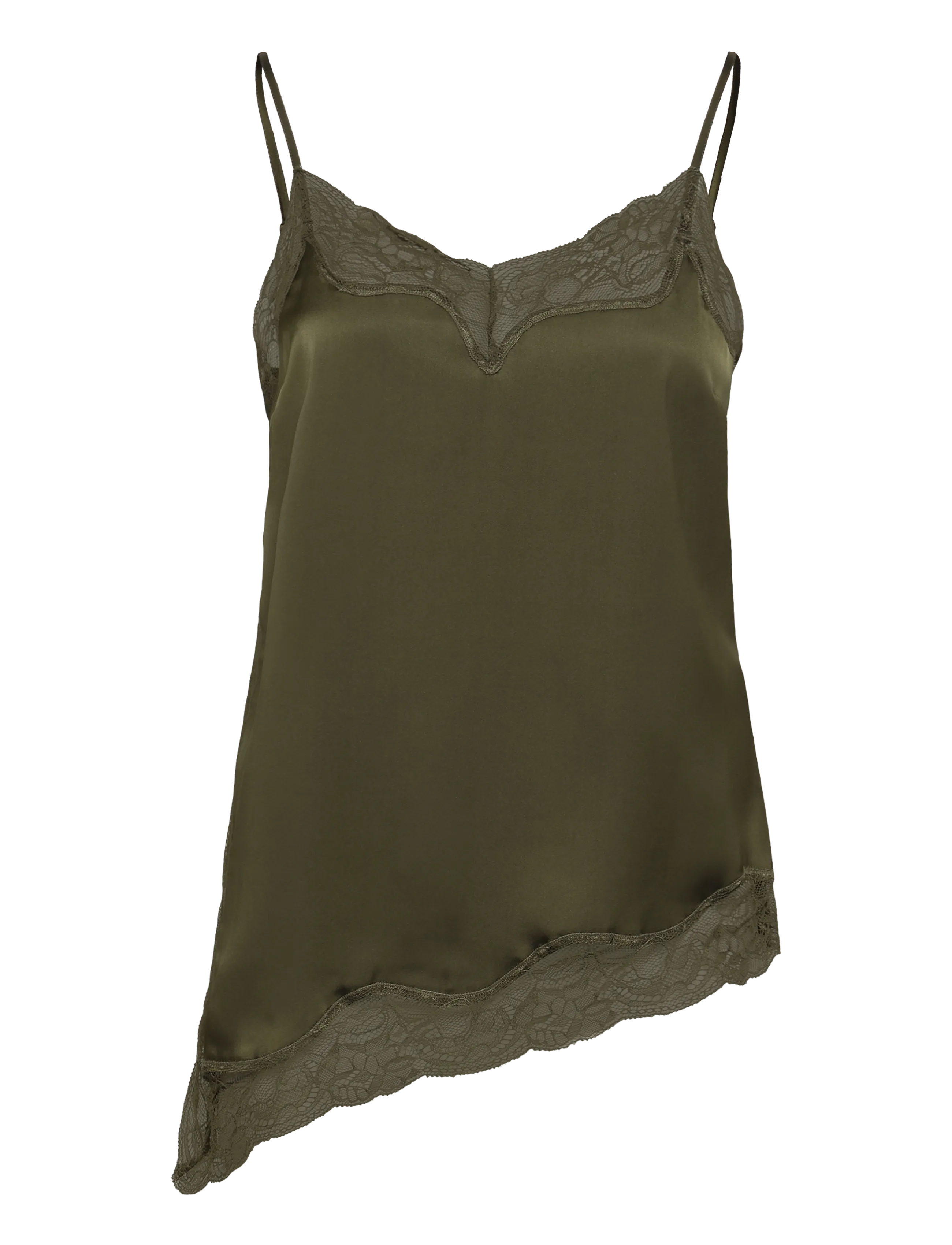 Dante6 - Dante6-Dawna bold satin lace camisole - varrukateta pluusid - moss olive - 1
