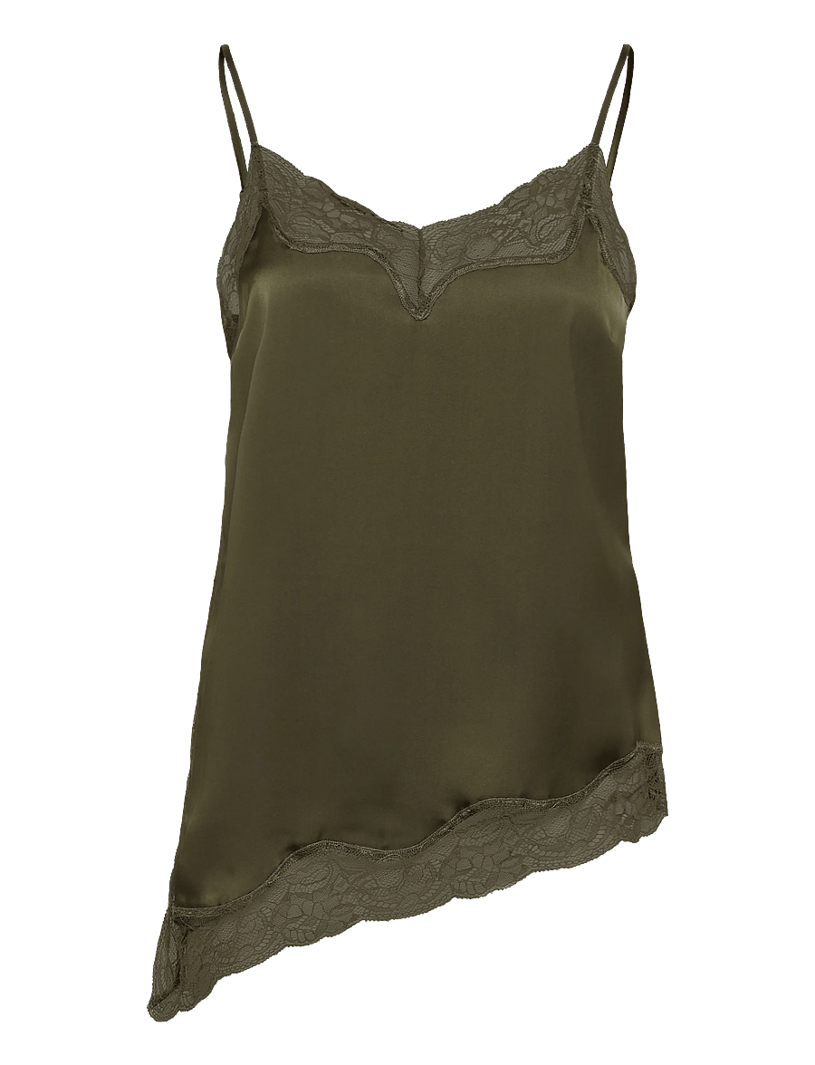 Dante6 - Dante6-Dawna bold satin lace camisole - varrukateta pluusid - moss olive - 1