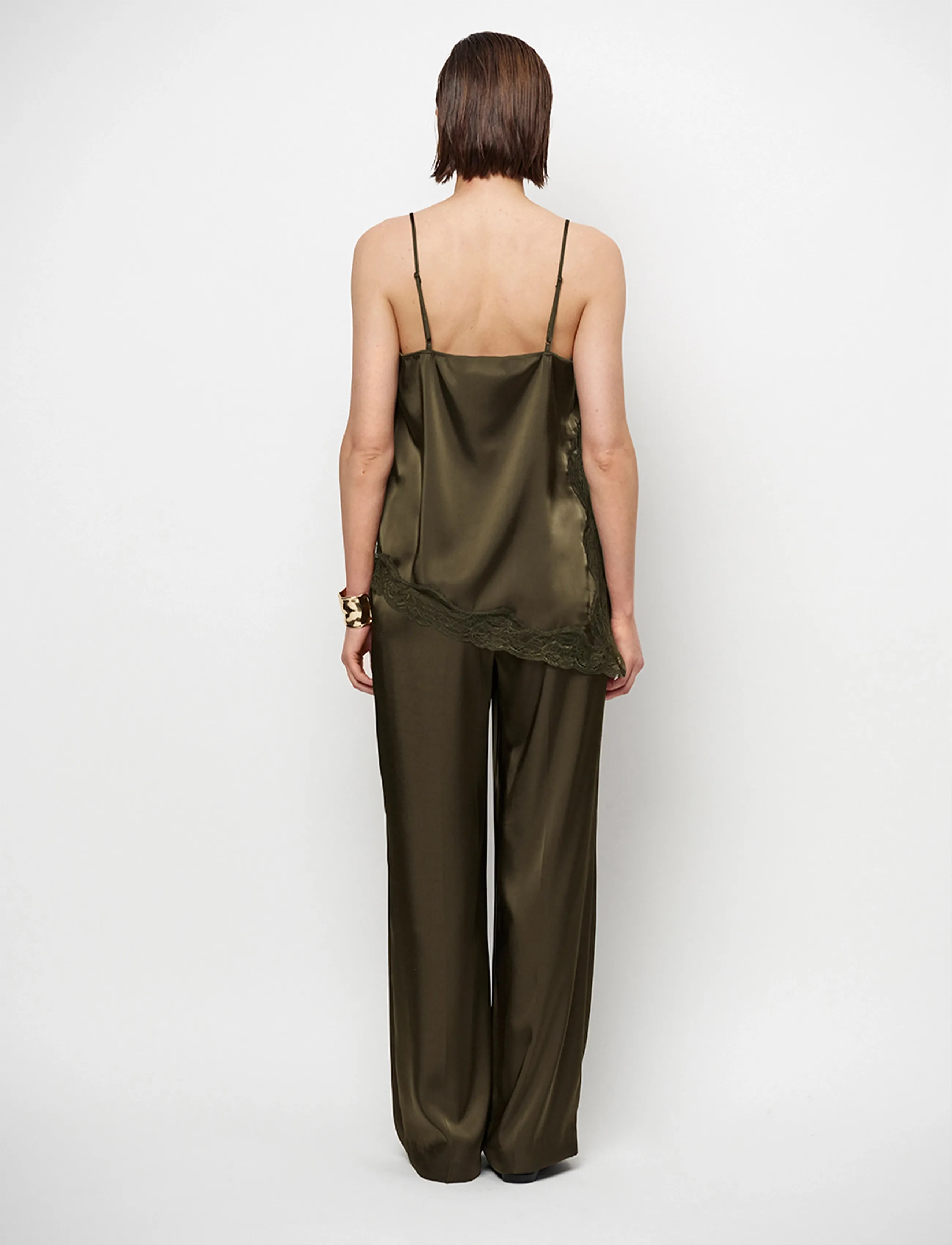 Dante6 - Dante6-Dawna bold satin lace camisole - varrukateta pluusid - moss olive - 3