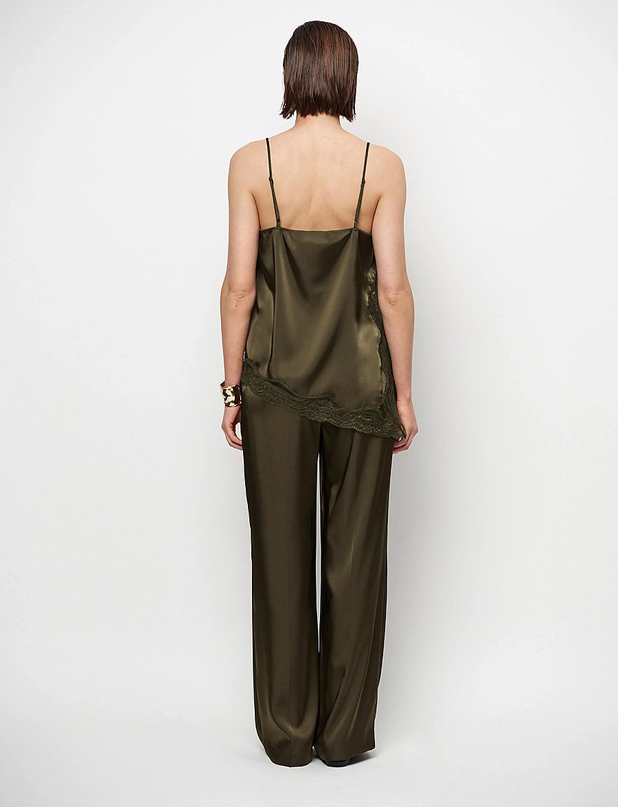 Dante6 - Dante6-Dawna bold satin lace camisole - varrukateta pluusid - moss olive - 3