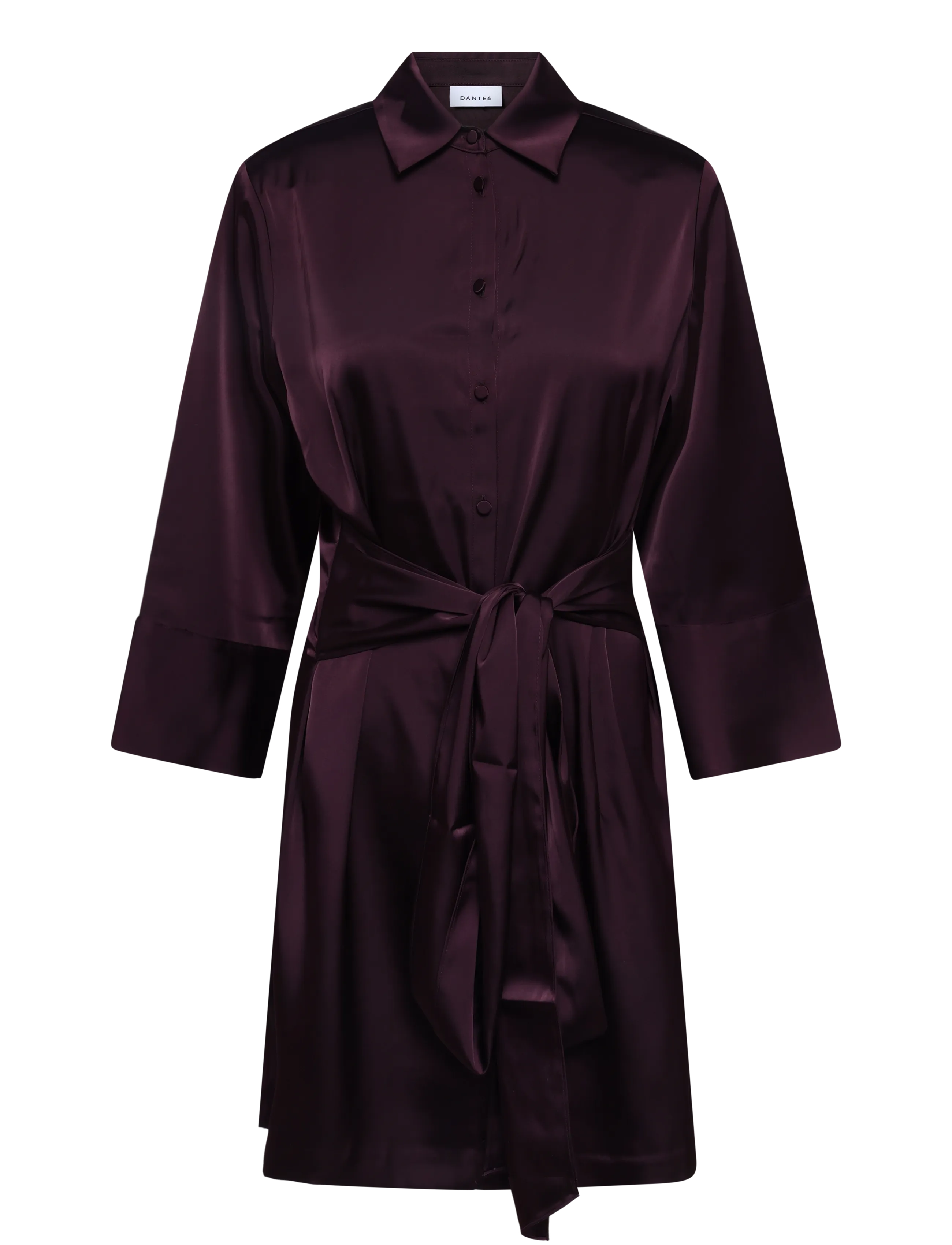 Dante6 - Dante6-Noanne bold satin shirt-wrap dress - slå-om-kjoler - dark plum - 1
