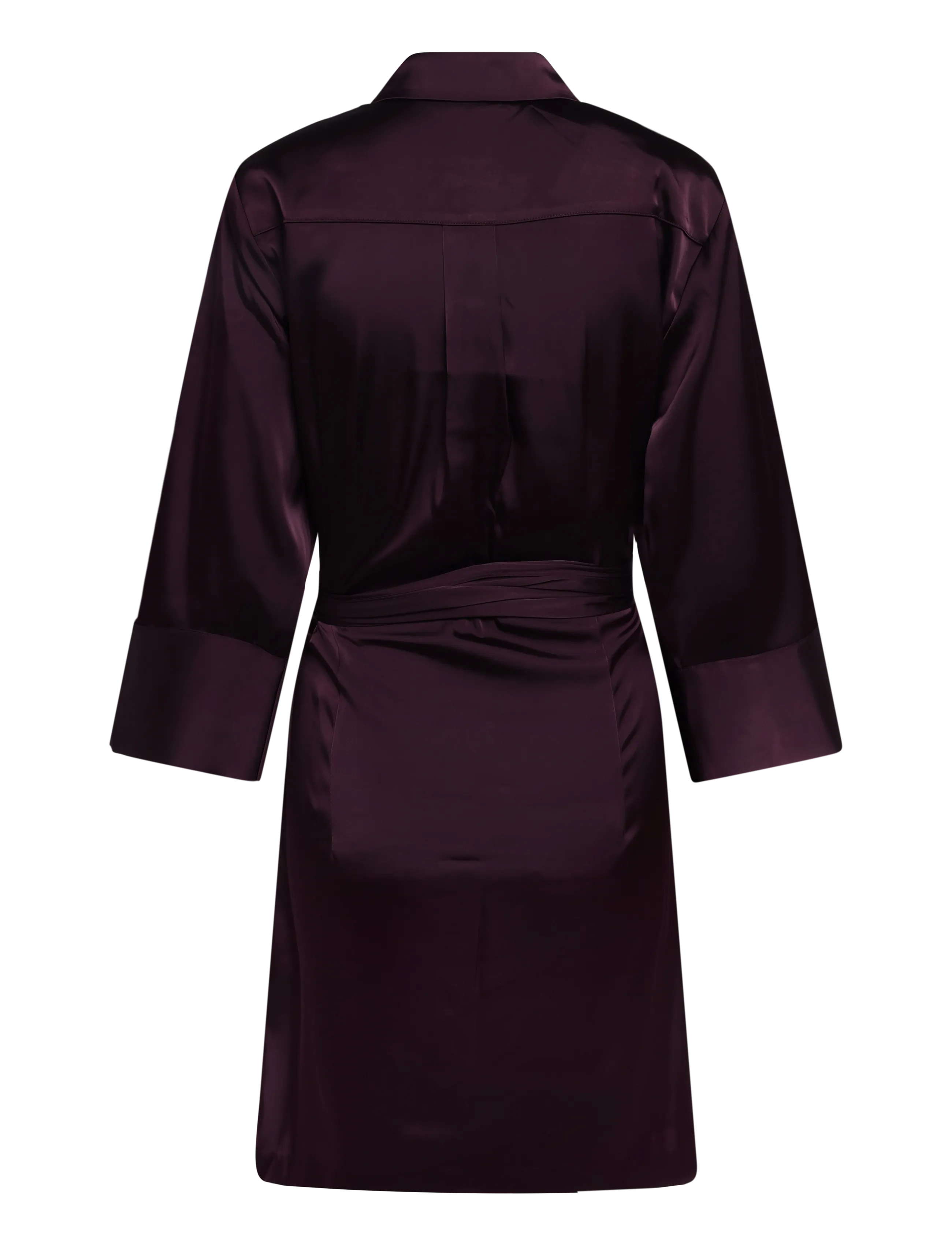 Dante6 - Dante6-Noanne bold satin shirt-wrap dress - slå-om-kjoler - dark plum - 2