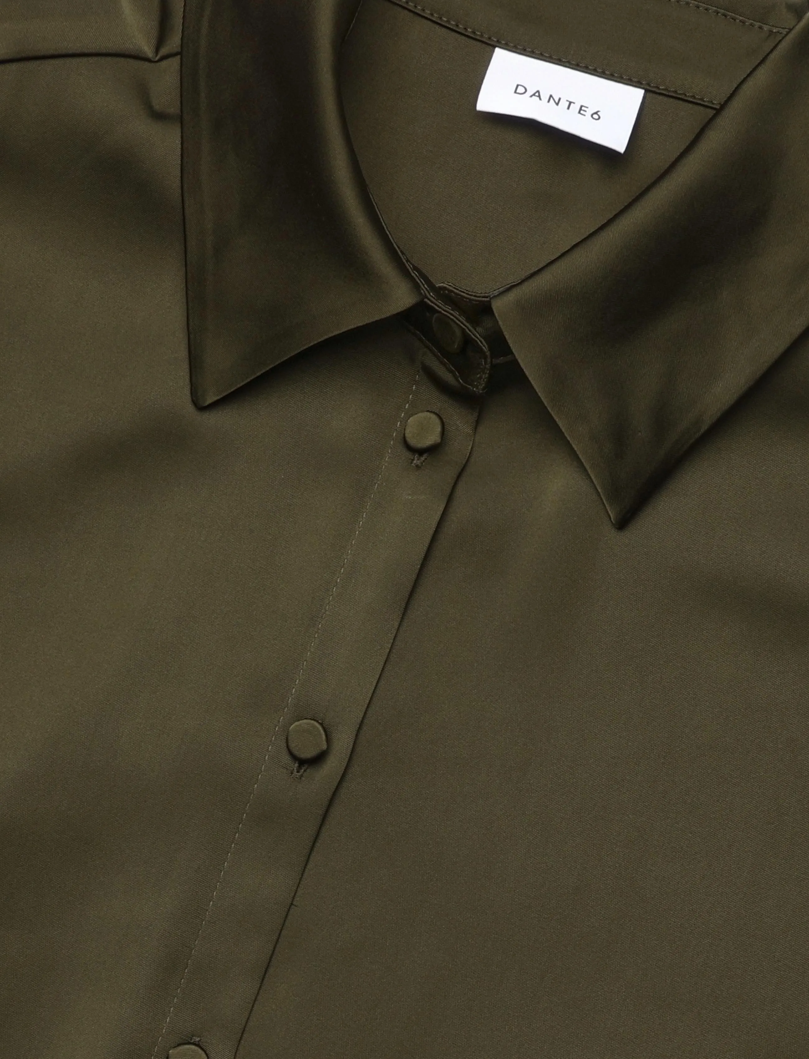 Dante6 - Dante6-Noanne bold satin shirt-wrap dress - moss olive - 5