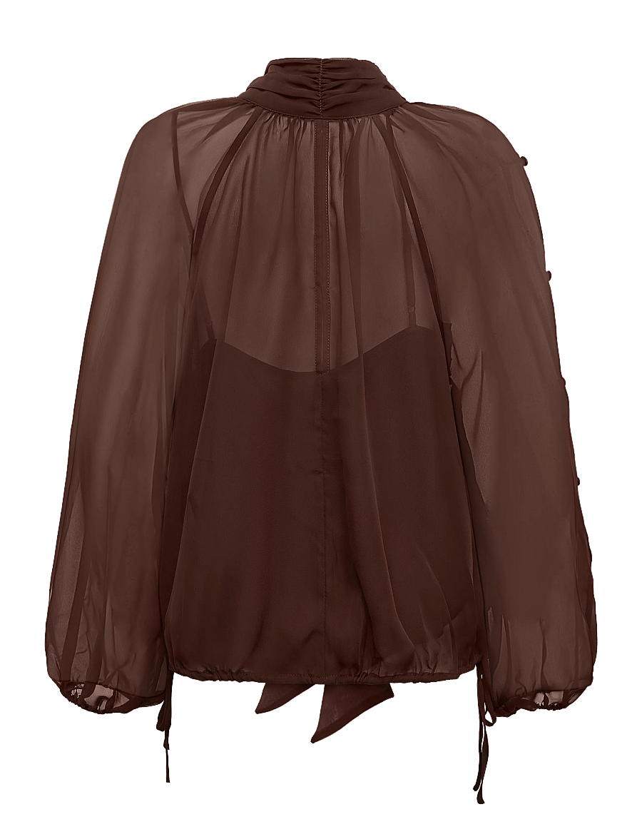 Dante6 - Dante6-Sonia boho sleeve detail blouse - espresso brown - 2