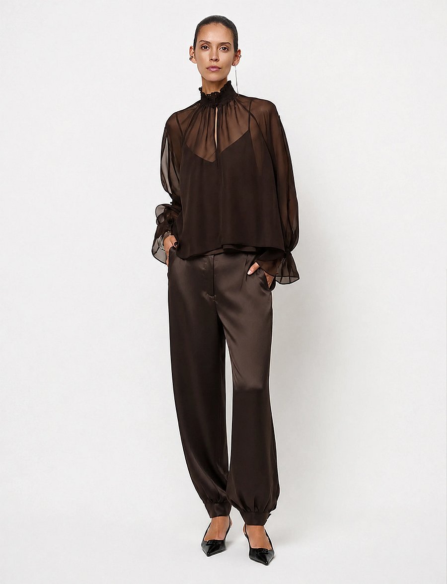 Dante6 - Dante6-Sonia boho sleeve detail blouse - espresso brown - 0