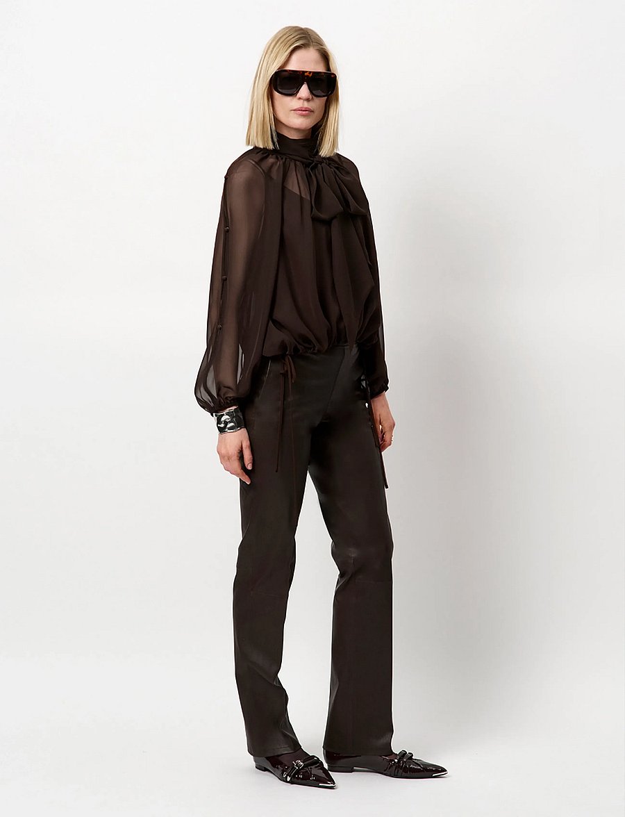 Dante6 - Dante6-Sonia boho sleeve detail blouse - pikkade varrukatega pluusid - espresso brown - 0