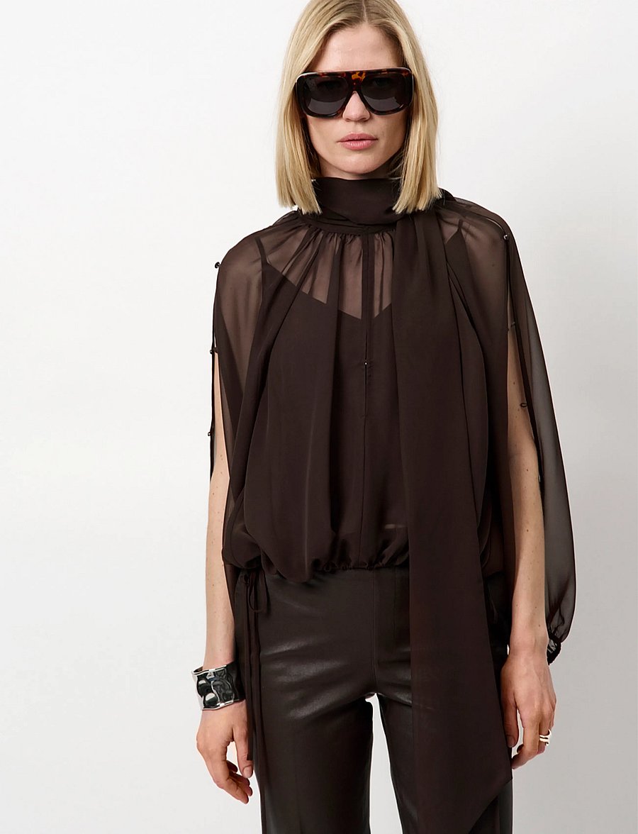 Dante6 - Dante6-Sonia boho sleeve detail blouse - pikkade varrukatega pluusid - espresso brown - 4