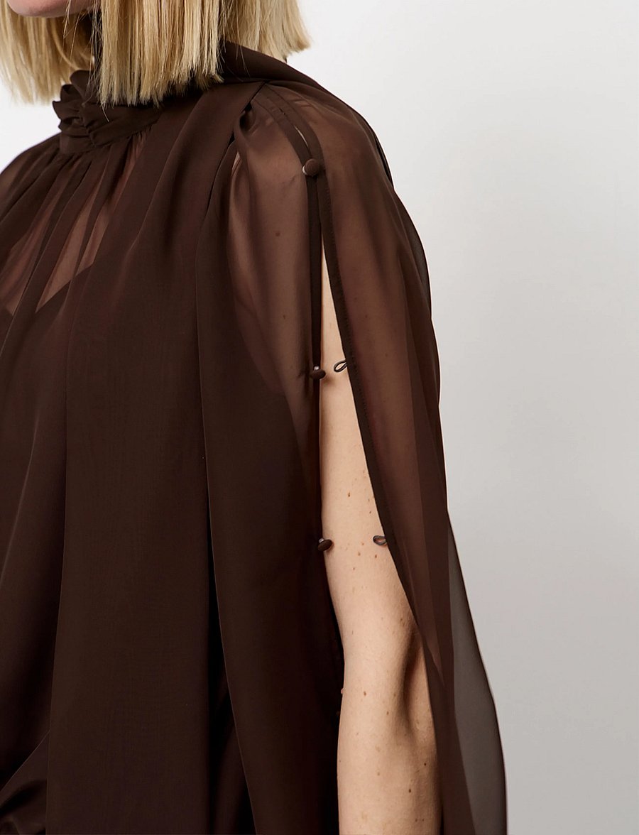 Dante6 - Dante6-Sonia boho sleeve detail blouse - pikkade varrukatega pluusid - espresso brown - 5