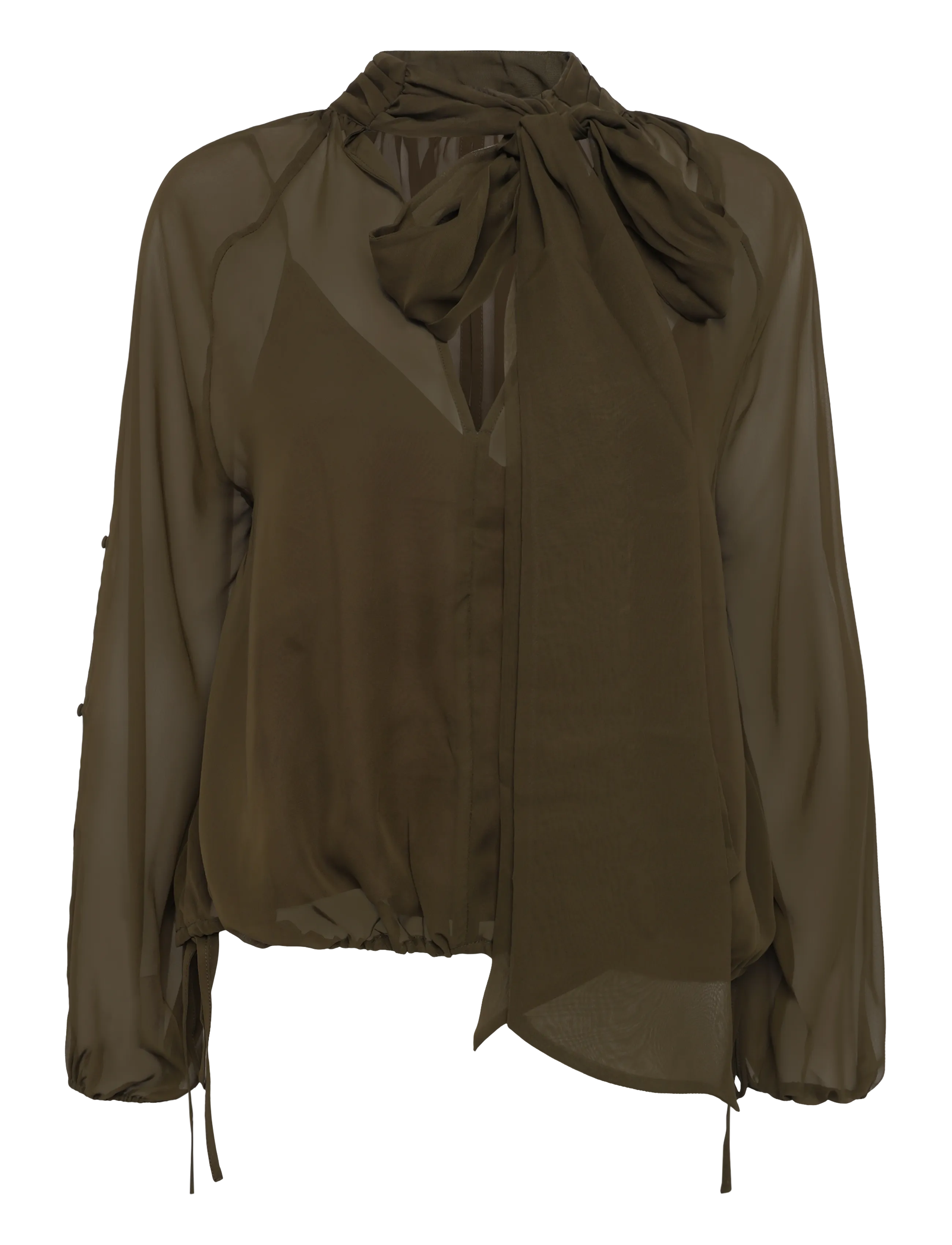 Dante6 - Dante6-Sonia boho sleeve detail blouse - long sleeved blouses - moss olive - 1