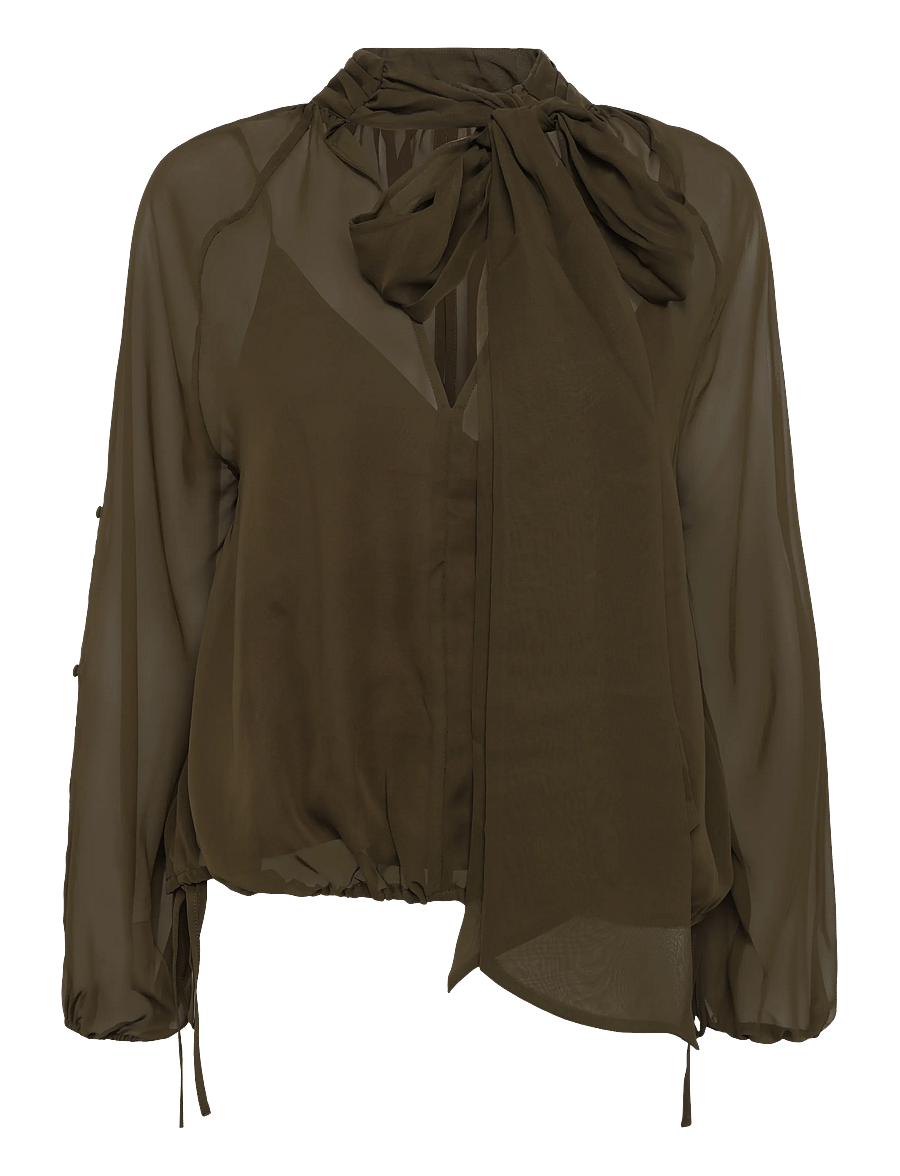 Dante6 - Dante6-Sonia boho sleeve detail blouse - long sleeved blouses - moss olive - 1