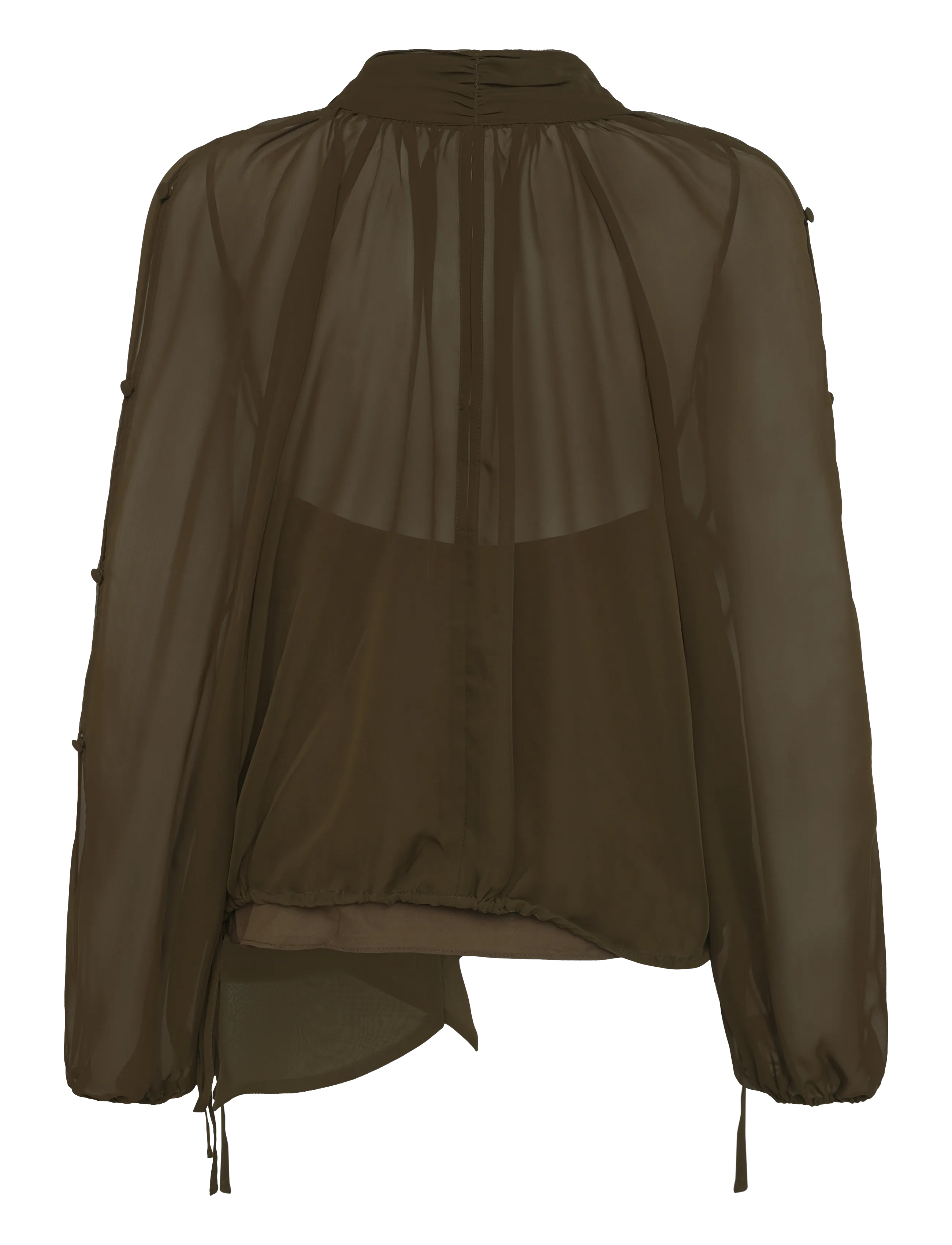 Dante6 - Dante6-Sonia boho sleeve detail blouse - long sleeved blouses - moss olive - 2