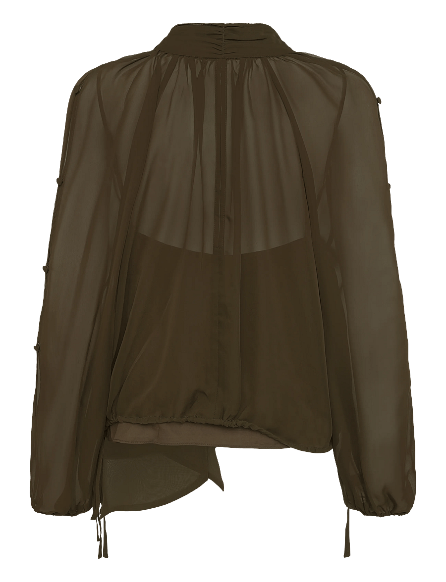 Dante6 - Dante6-Sonia boho sleeve detail blouse - long sleeved blouses - moss olive - 2