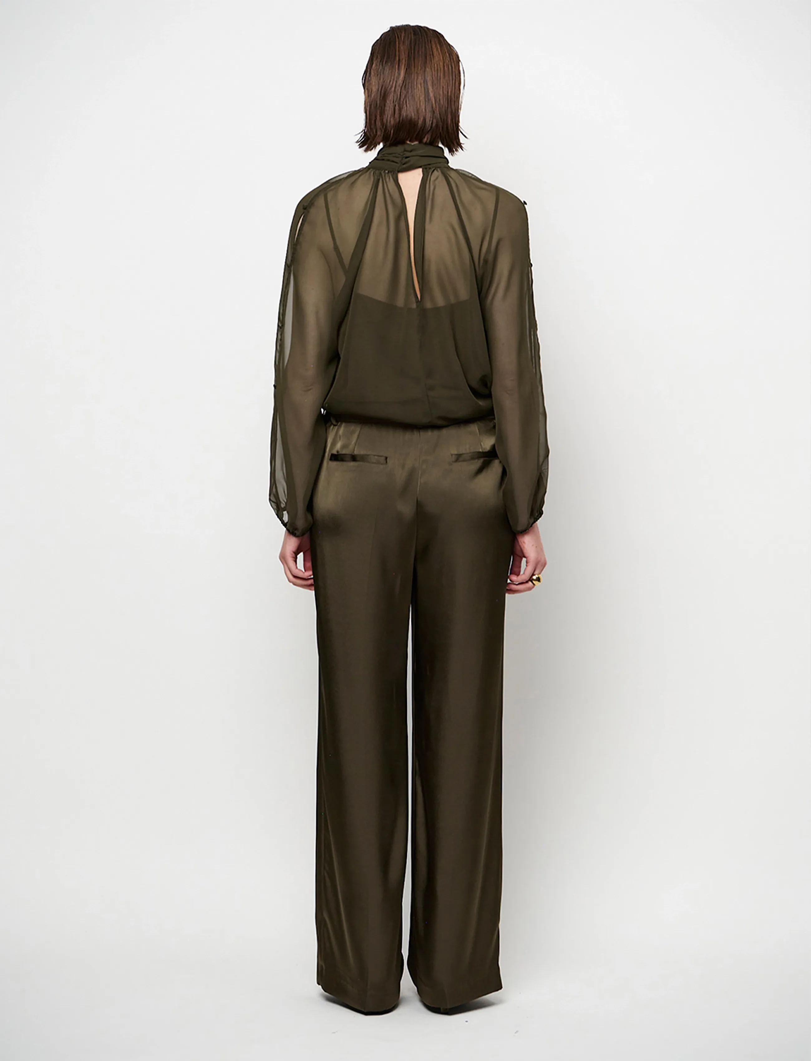 Dante6 - Dante6-Sonia boho sleeve detail blouse - long sleeved blouses - moss olive - 3