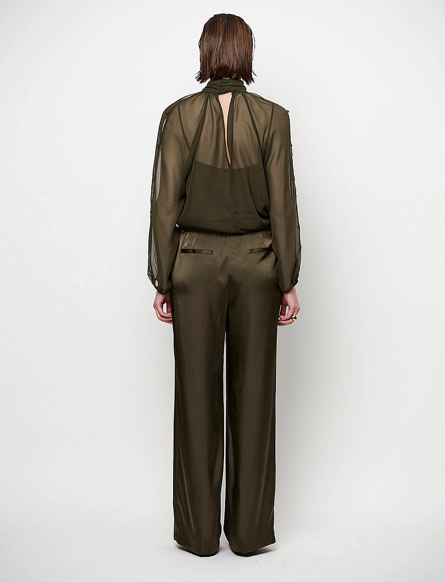 Dante6 - Dante6-Sonia boho sleeve detail blouse - long sleeved blouses - moss olive - 3
