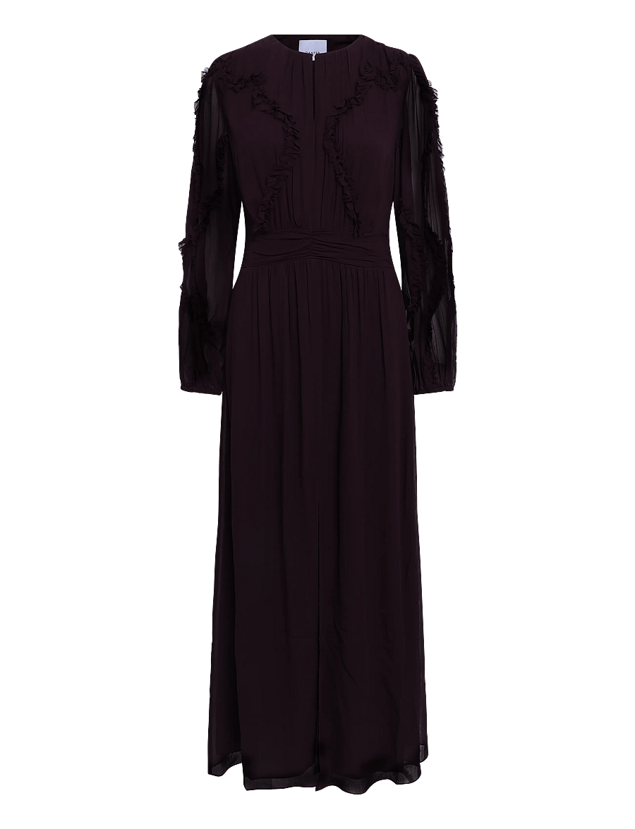 Dante6 - Dante6-Lasorinn ruffle detail maxi dress - maxikleider - dark plum - 1