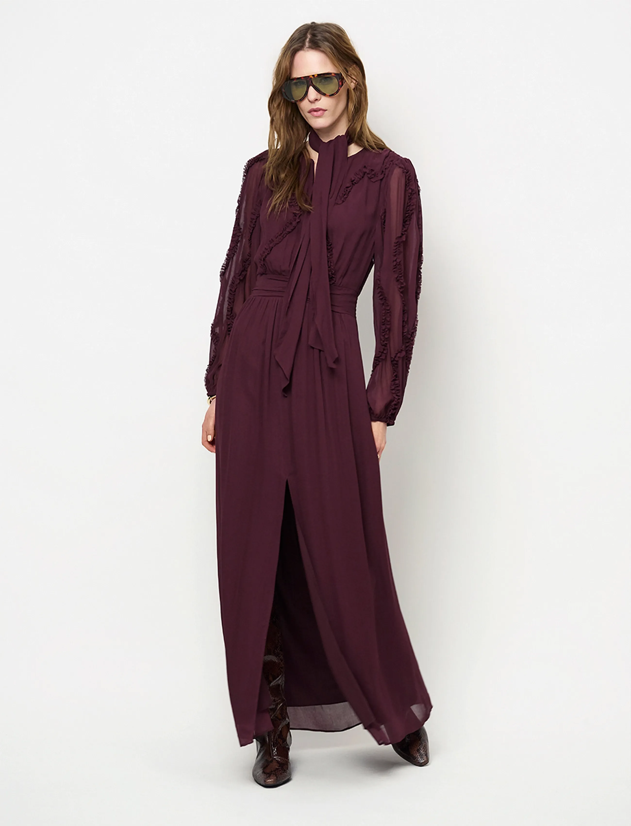 Dante6 Dante6-Lasorinn ruffle detail maxi dress - Kleidung - DARK PLUM / burgundy