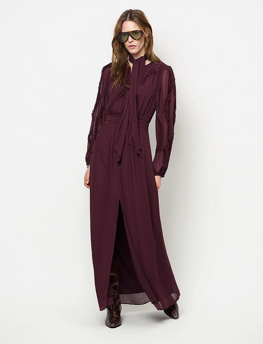 Dante6 - Dante6-Lasorinn ruffle detail maxi dress - maxikleider - dark plum - 0