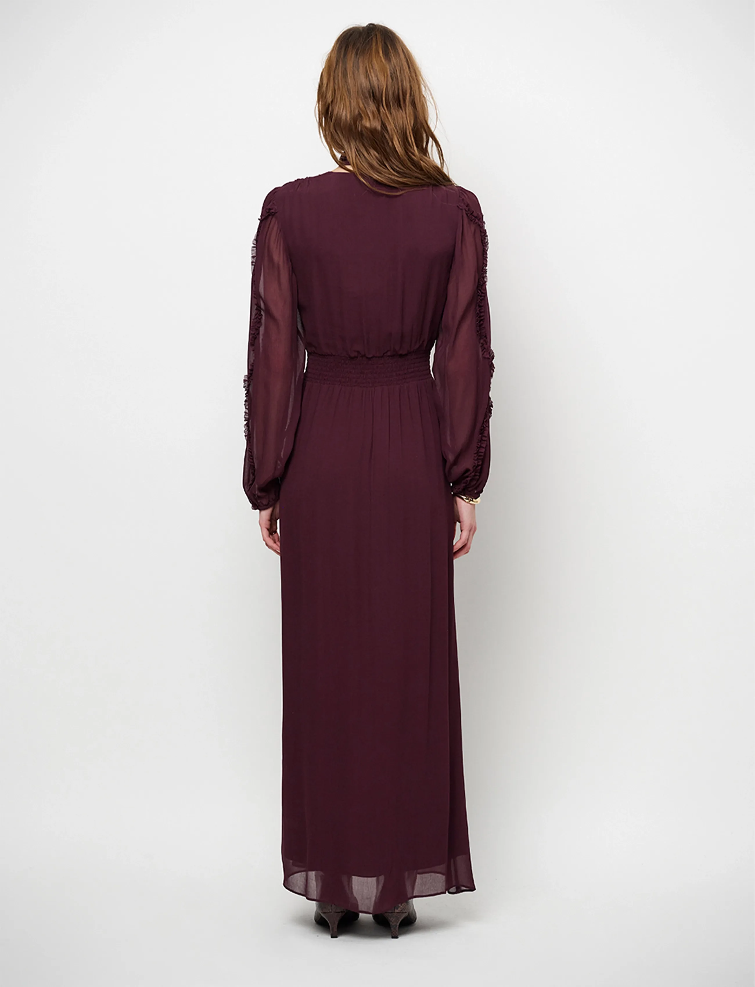 Dante6 - Dante6-Lasorinn ruffle detail maxi dress - maxikleider - dark plum - 3