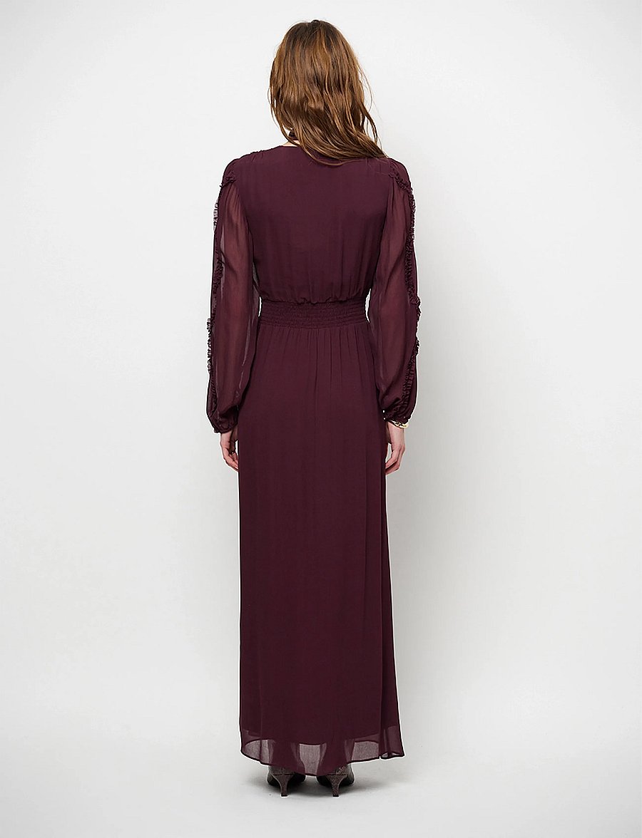 Dante6 - Dante6-Lasorinn ruffle detail maxi dress - maxikleider - dark plum - 3