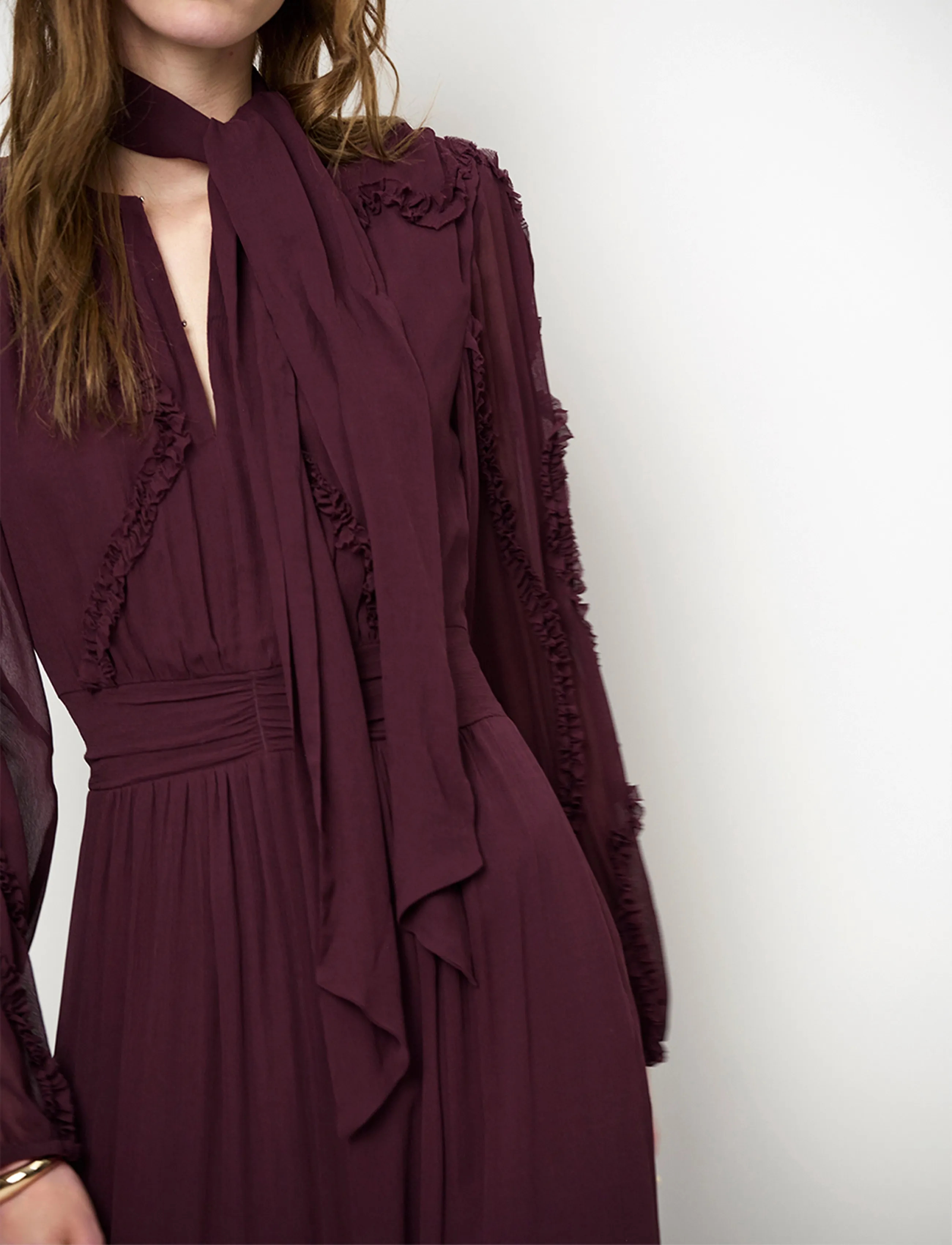 Dante6 - Dante6-Lasorinn ruffle detail maxi dress - maxikleider - dark plum - 4