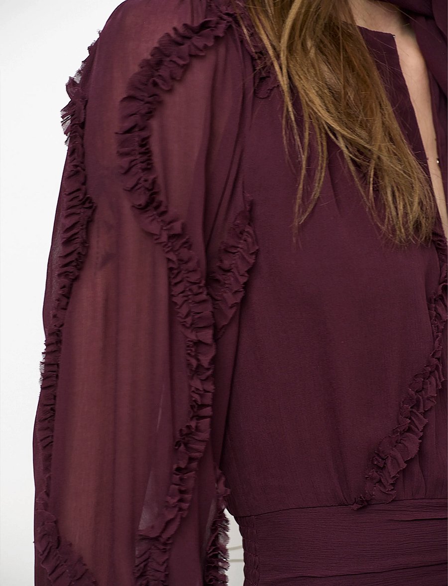 Dante6 - Dante6-Lasorinn ruffle detail maxi dress - maxikleider - dark plum - 5