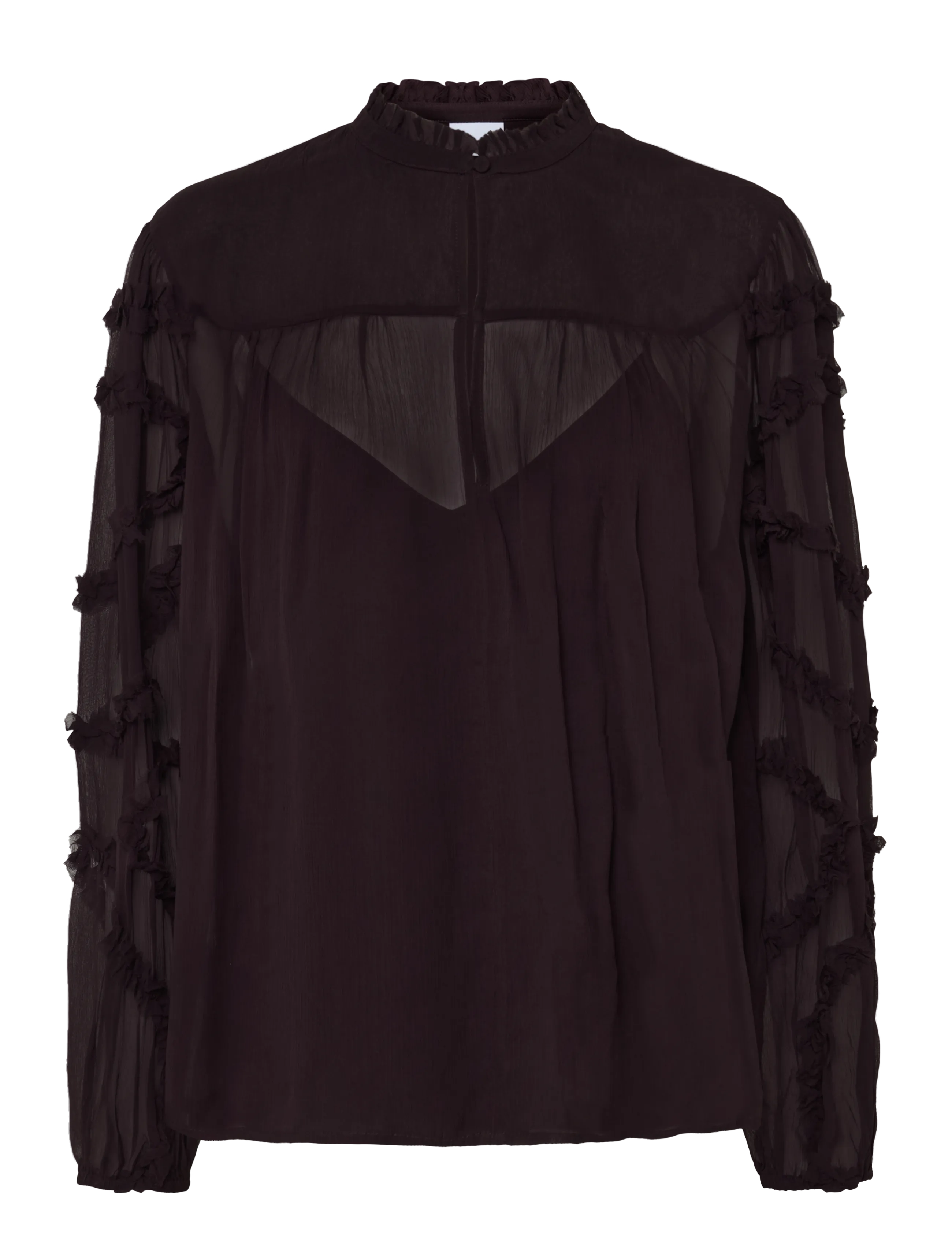 Dante6 - Dante6-Lara ruffle detail blouse - långärmade blusar - dark plum - 1