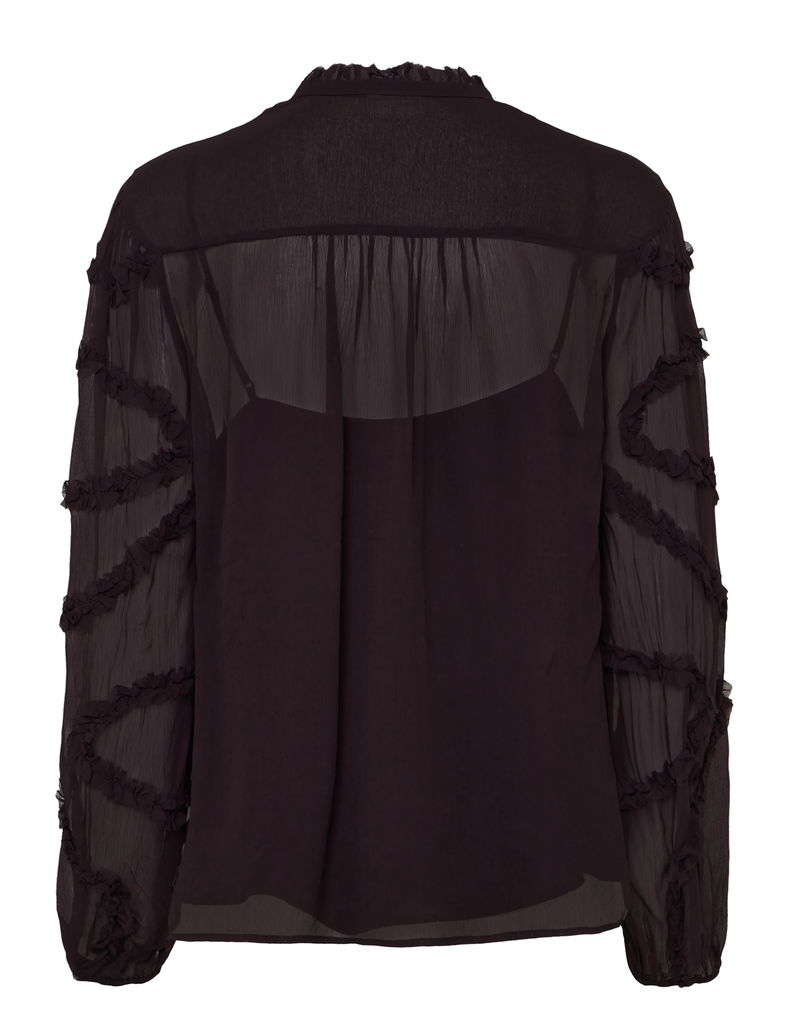 Dante6 - Dante6-Lara ruffle detail blouse - långärmade blusar - dark plum - 2