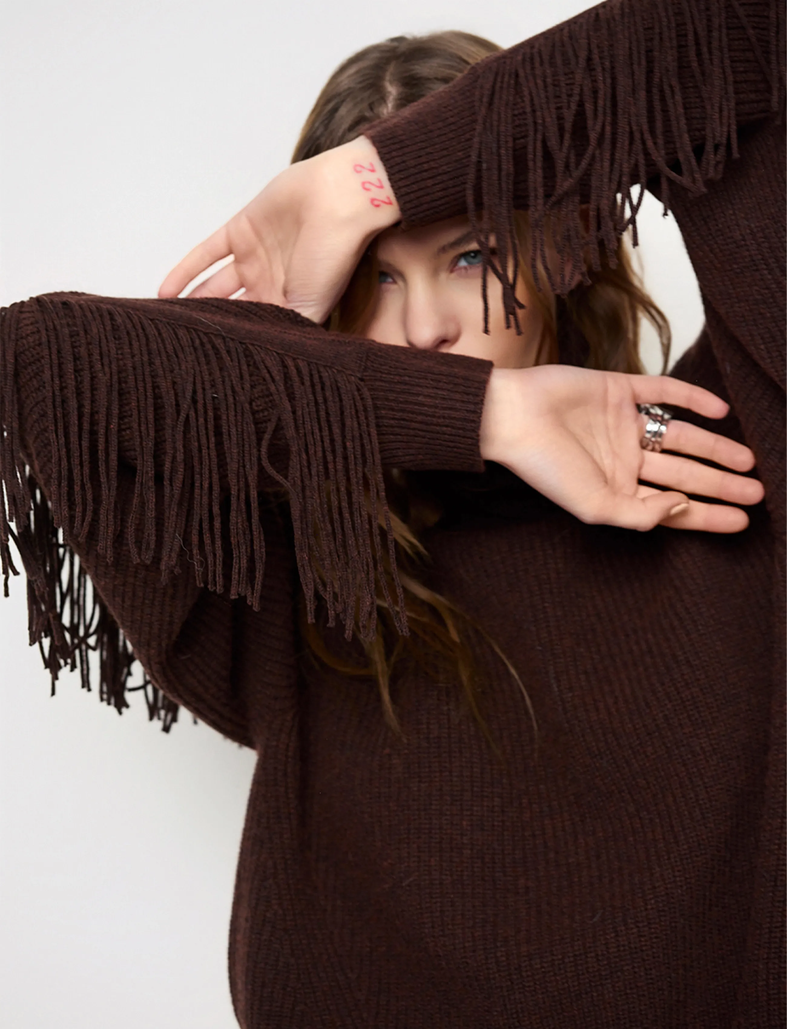 Dante6 - Dante6-Siega cut-out fringe sweater - striktrøjer - espresso brown - 4
