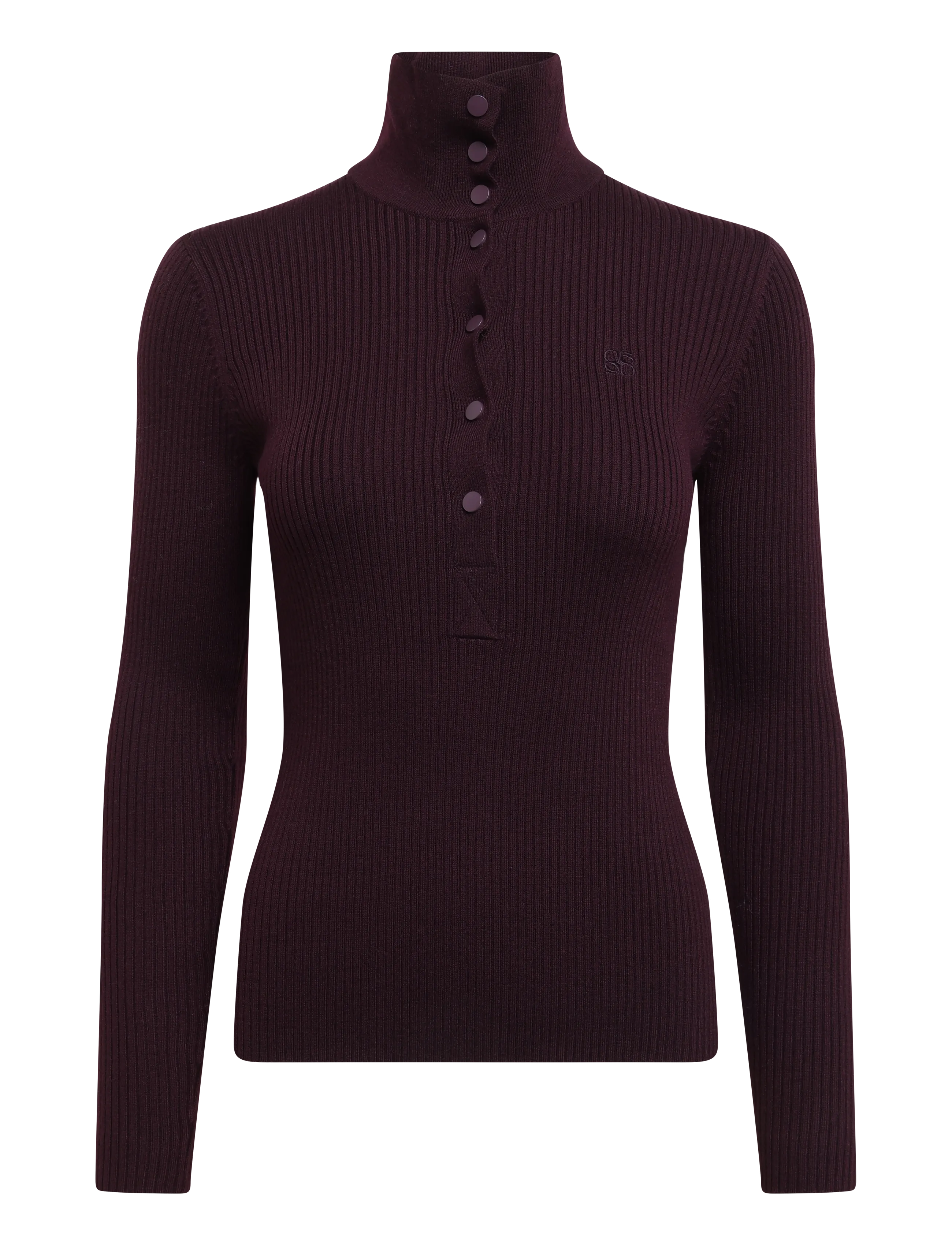 Dante6 Dante6-Lisai rib-knitted polo sweater - Transitional Layering - DARK PLUM / burgundy