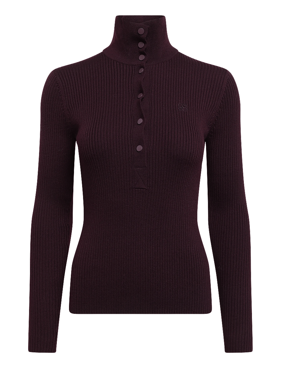 Dante6 - Dante6-Lisai rib-knitted polo sweater - striktrøjer - dark plum - 1