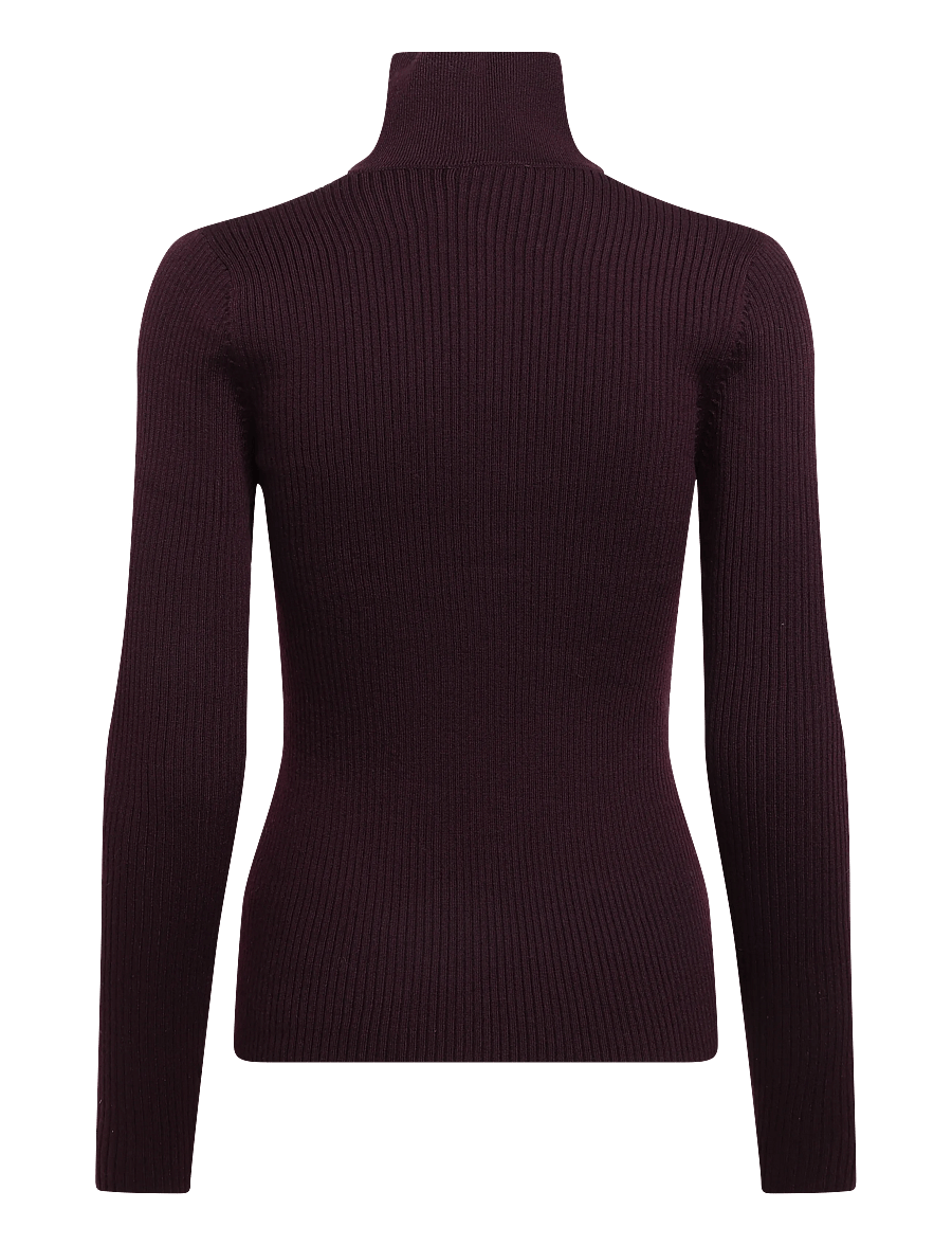 Dante6 - Dante6-Lisai rib-knitted polo sweater - striktrøjer - dark plum - 2