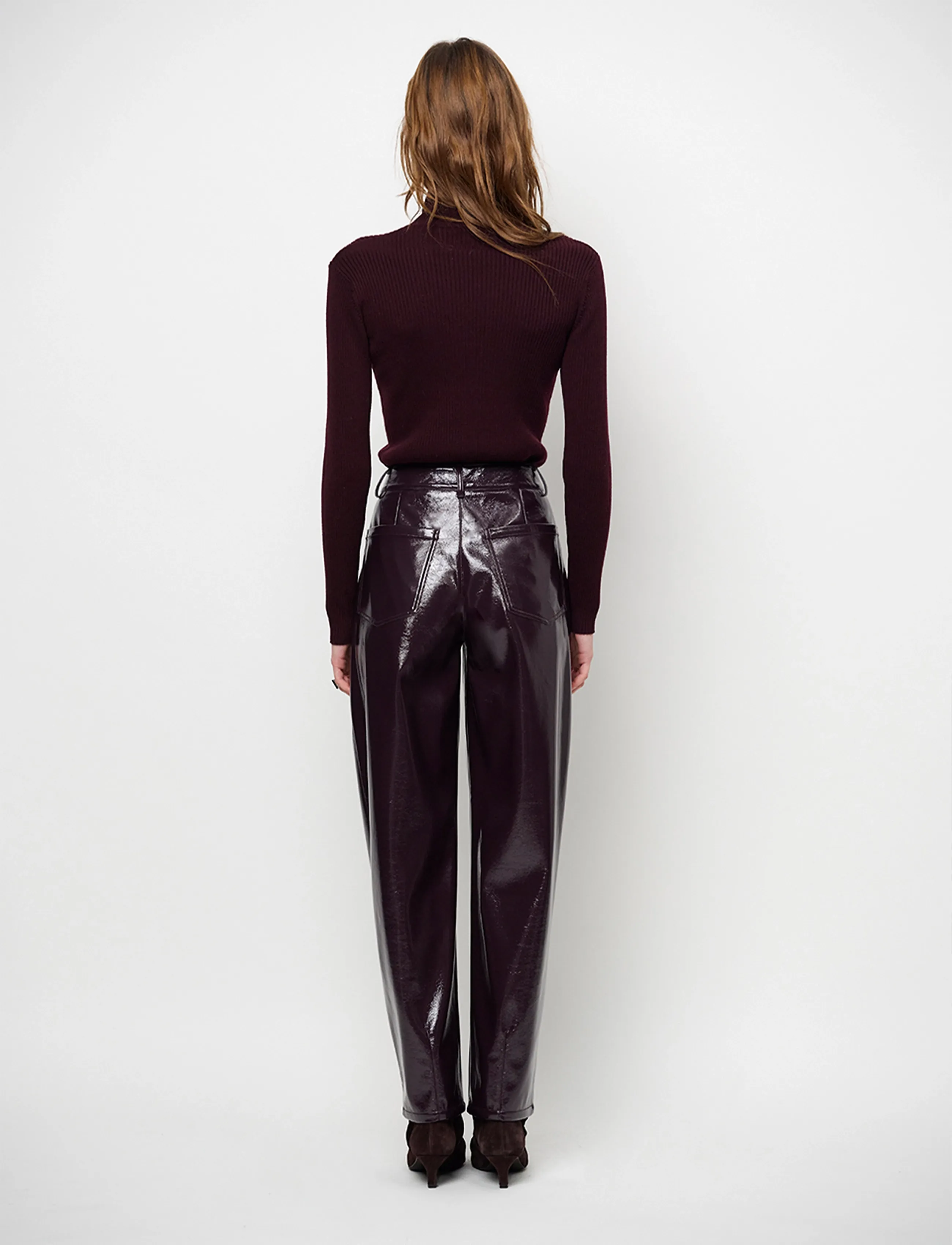 Dante6 - Dante6-Lisai rib-knitted polo sweater - jumpers - dark plum - 3