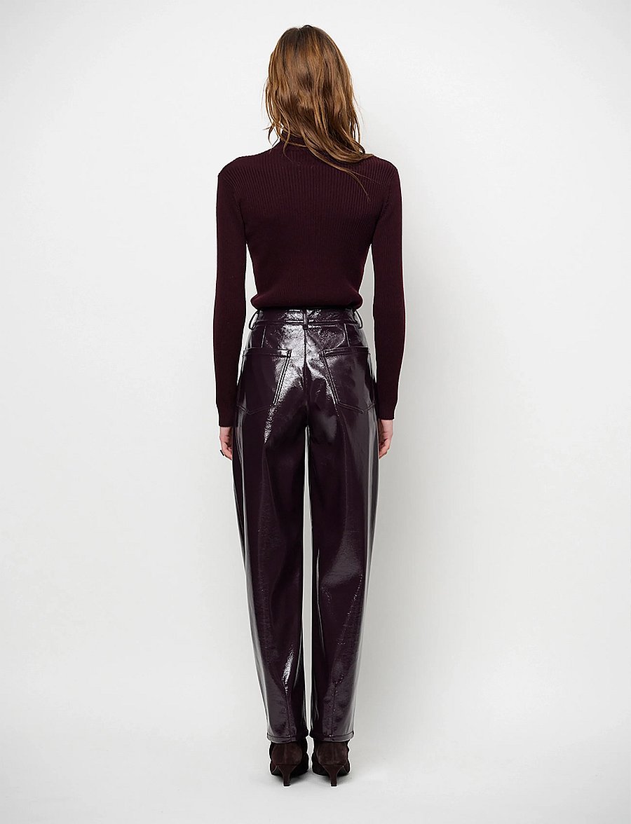 Dante6 - Dante6-Lisai rib-knitted polo sweater - striktrøjer - dark plum - 3