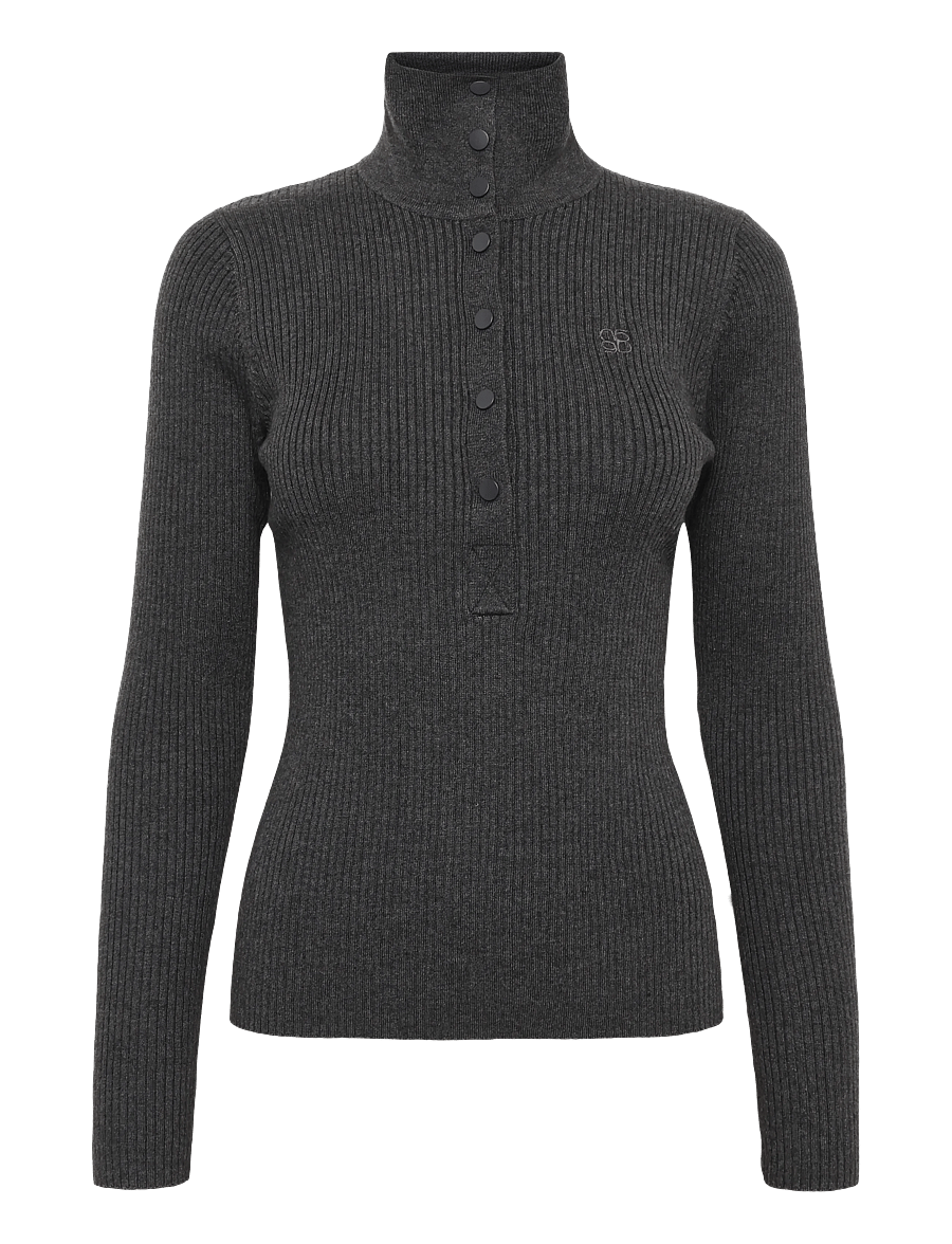 Dante6 - Dante6-Lisai rib-knitted polo sweater - granite grey mÉlange - 1