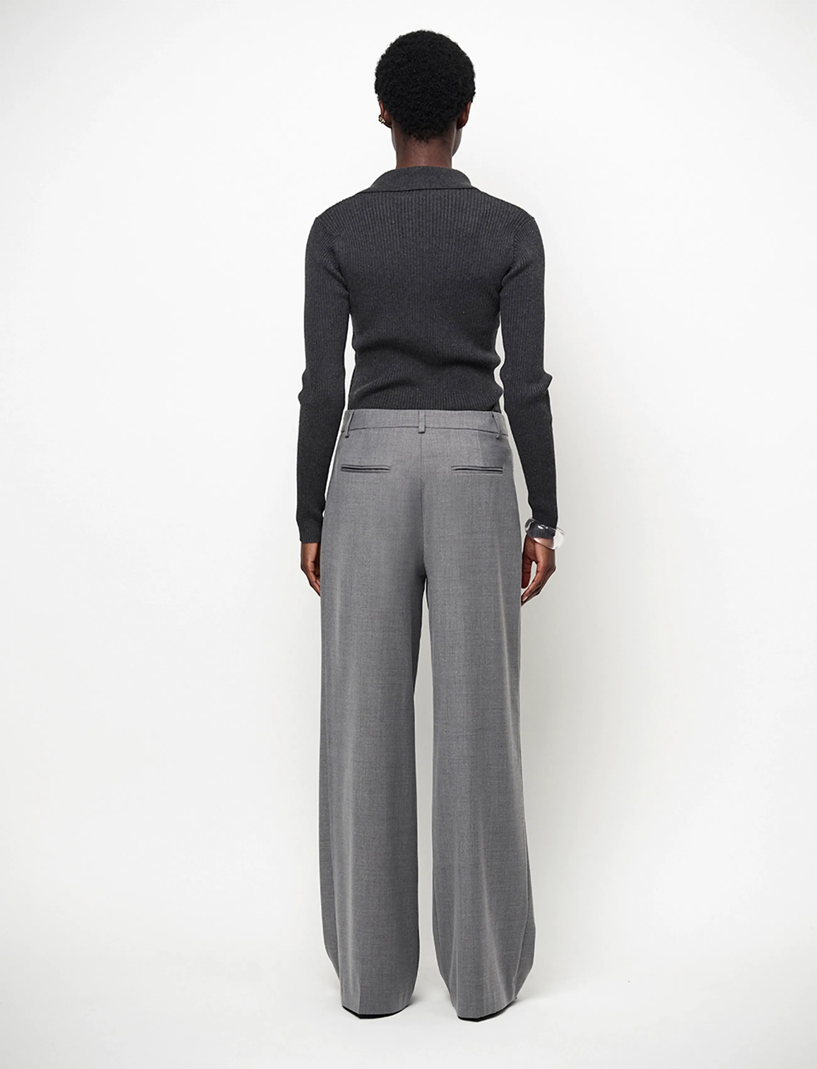 Dante6 - Dante6-Lisai rib-knitted polo sweater - granite grey mÉlange - 3