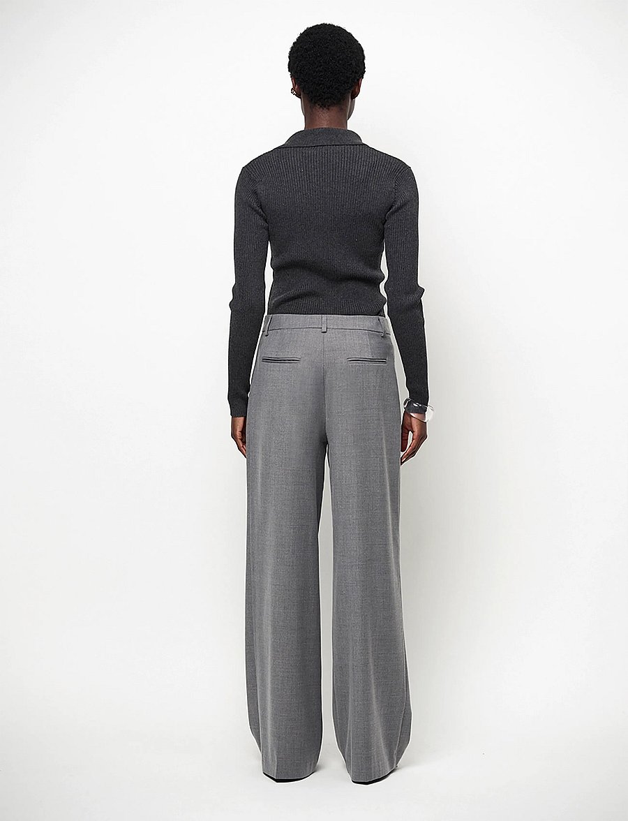 Dante6 - Dante6-Lisai rib-knitted polo sweater - granite grey mÉlange - 3