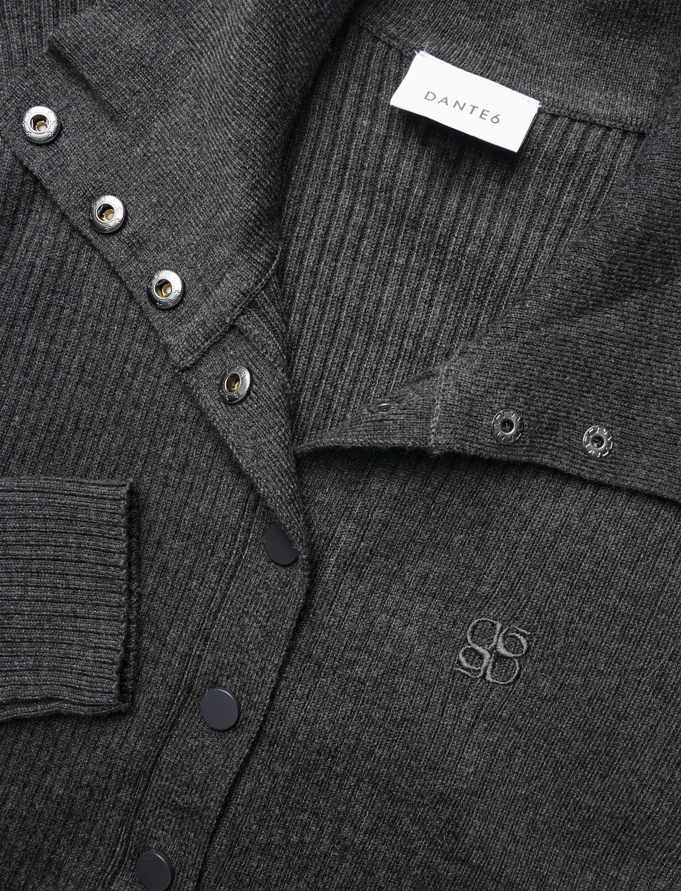 Dante6 - Dante6-Lisai rib-knitted polo sweater - granite grey mÉlange - 5