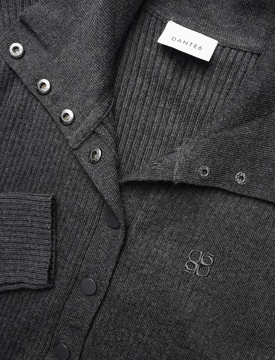 Dante6 - Dante6-Lisai rib-knitted polo sweater - granite grey mÉlange - 5