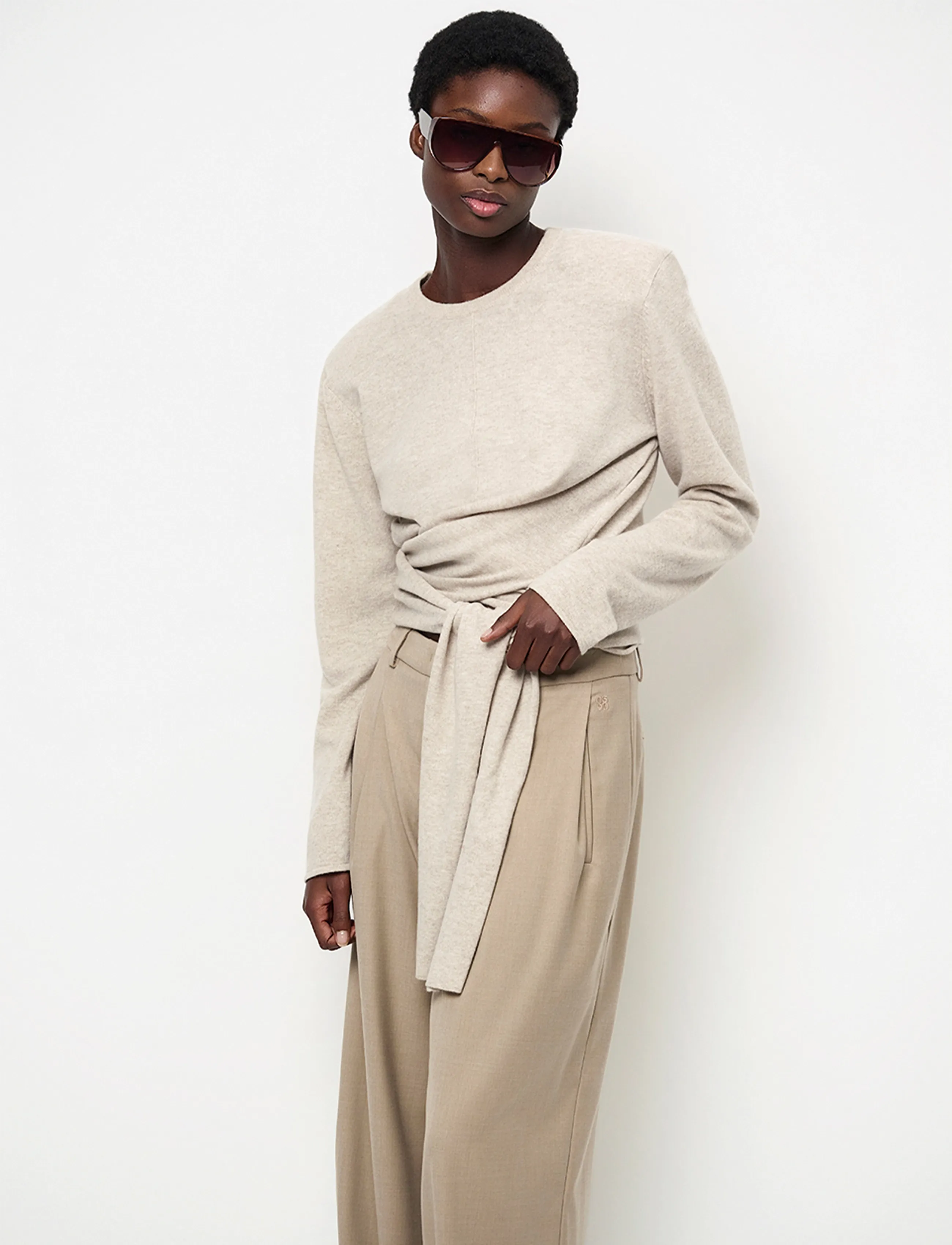 Dante6 - Dante6-Benyo knitted wrap top - warm greige - 4