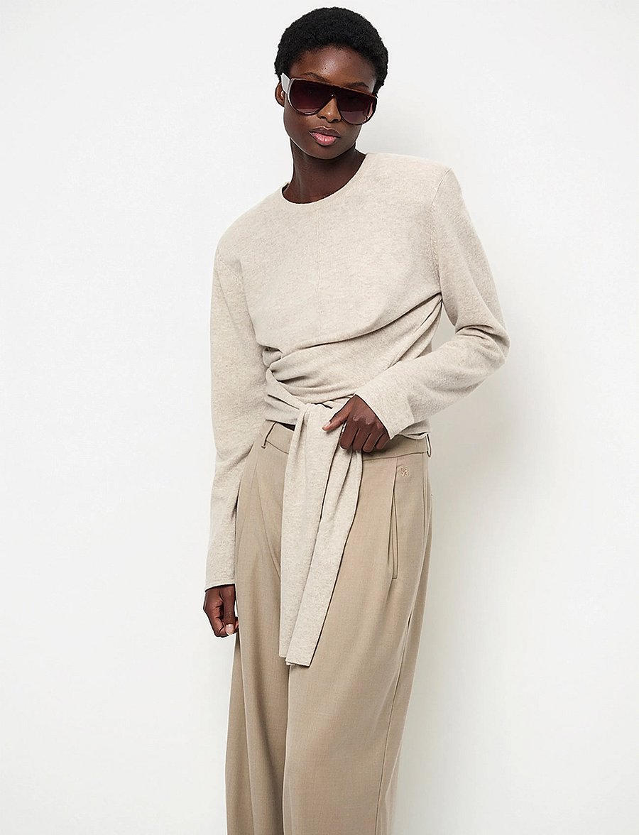 Dante6 - Dante6-Benyo knitted wrap top - warm greige - 4