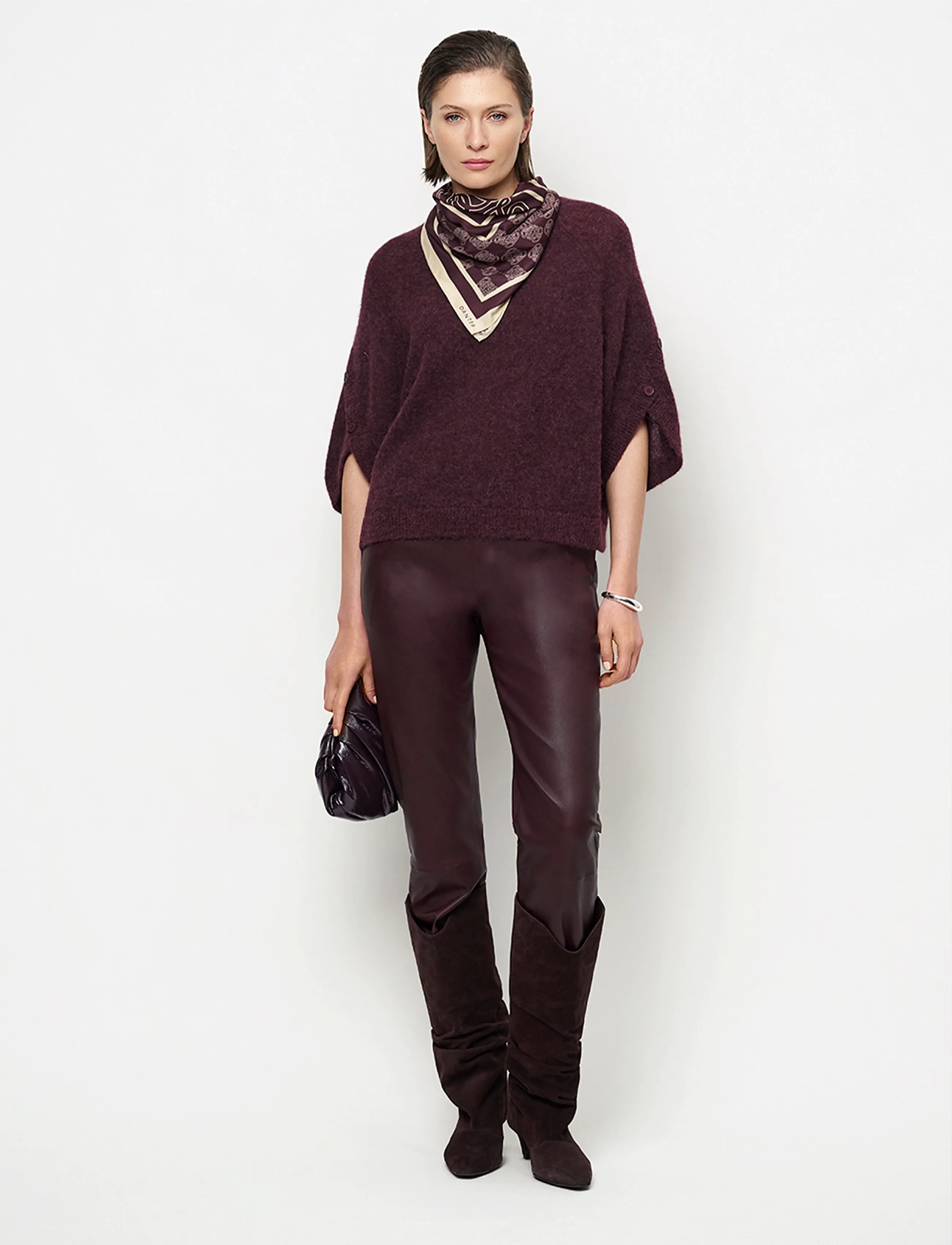 Dante6 - Dante6-Mahani cape sweater - striktrøjer - dark plum - 0