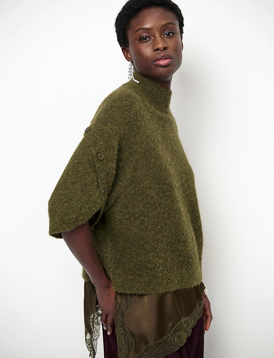Dante6 - Dante6-Mahani cape sweater - striktrøjer - moss olive - 4