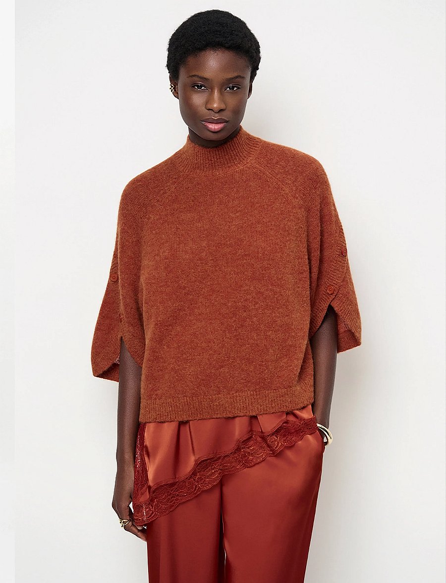 Dante6 - Dante6-Mahani cape sweater - pullover - roasted pumpkin - 0