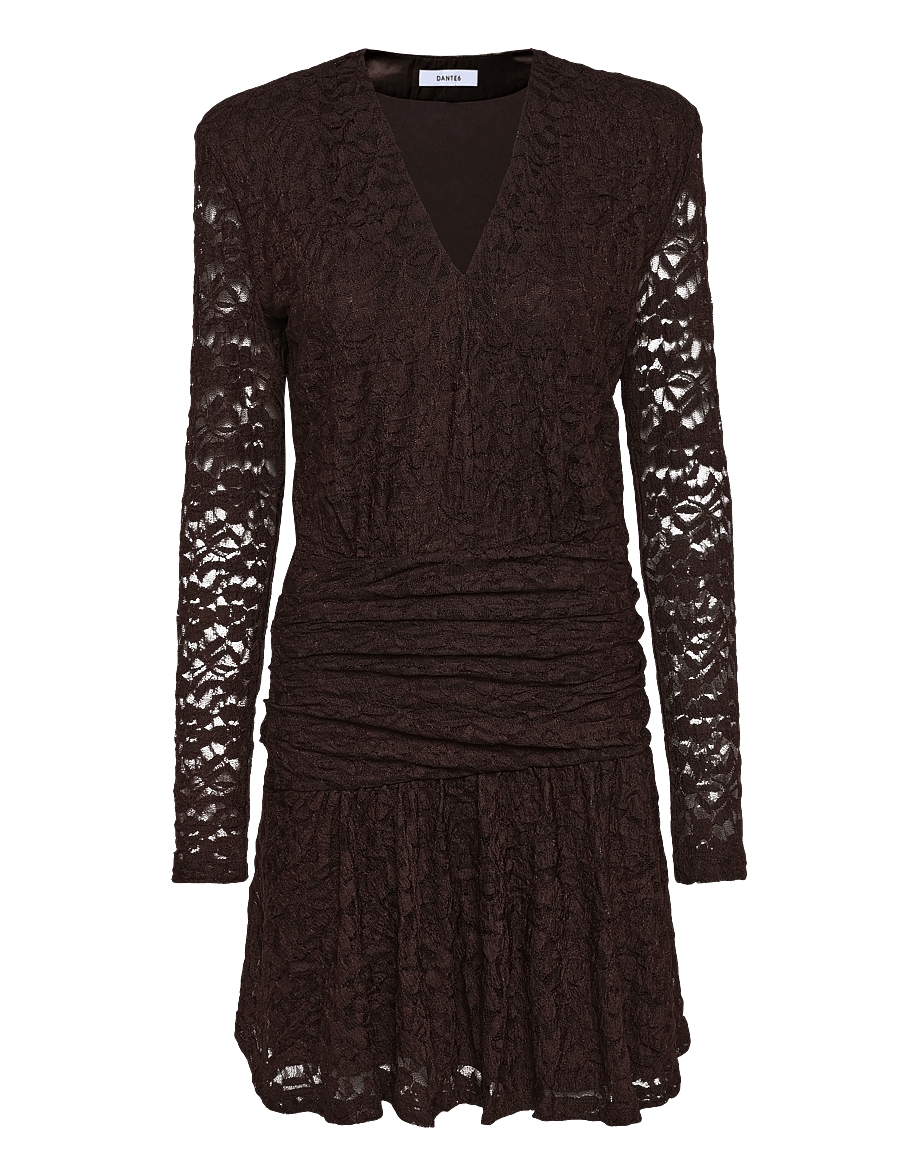 Dante6 - Dante6-Skydance lace mini dress - blondekjoler - espresso brown - 1