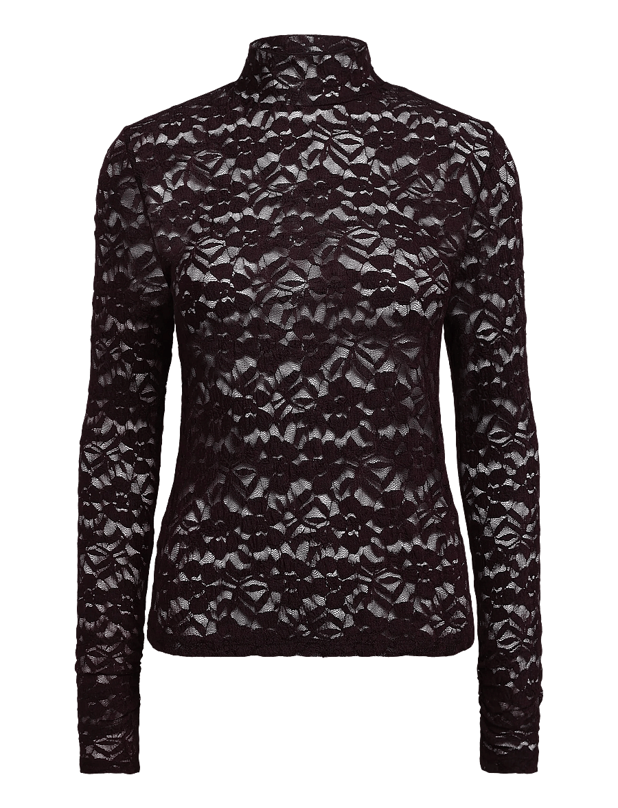 Dante6 - Dante6-Irony lace turtle neck top - rollkragenpullover - dark plum - 1