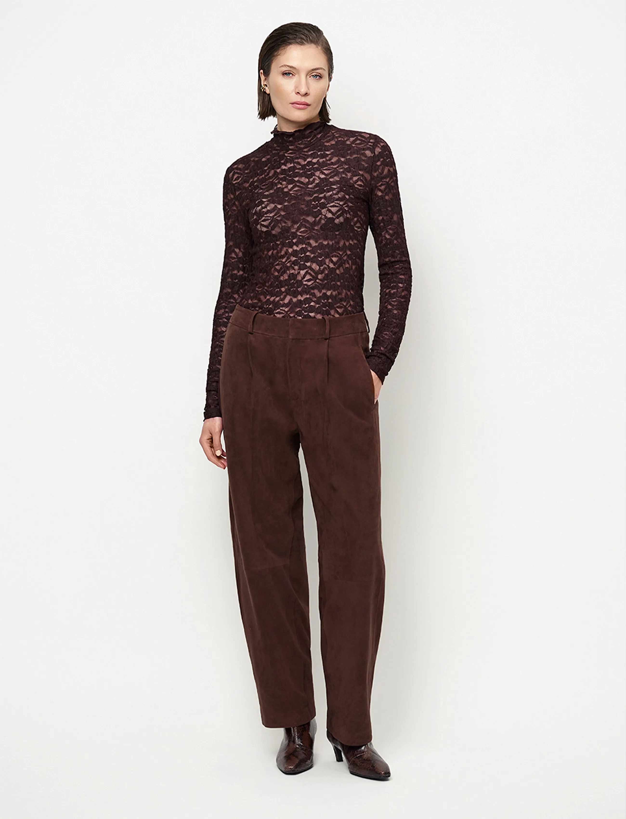 Dante6 - Dante6-Irony lace turtle neck top - rollkragenpullover - dark plum - 0
