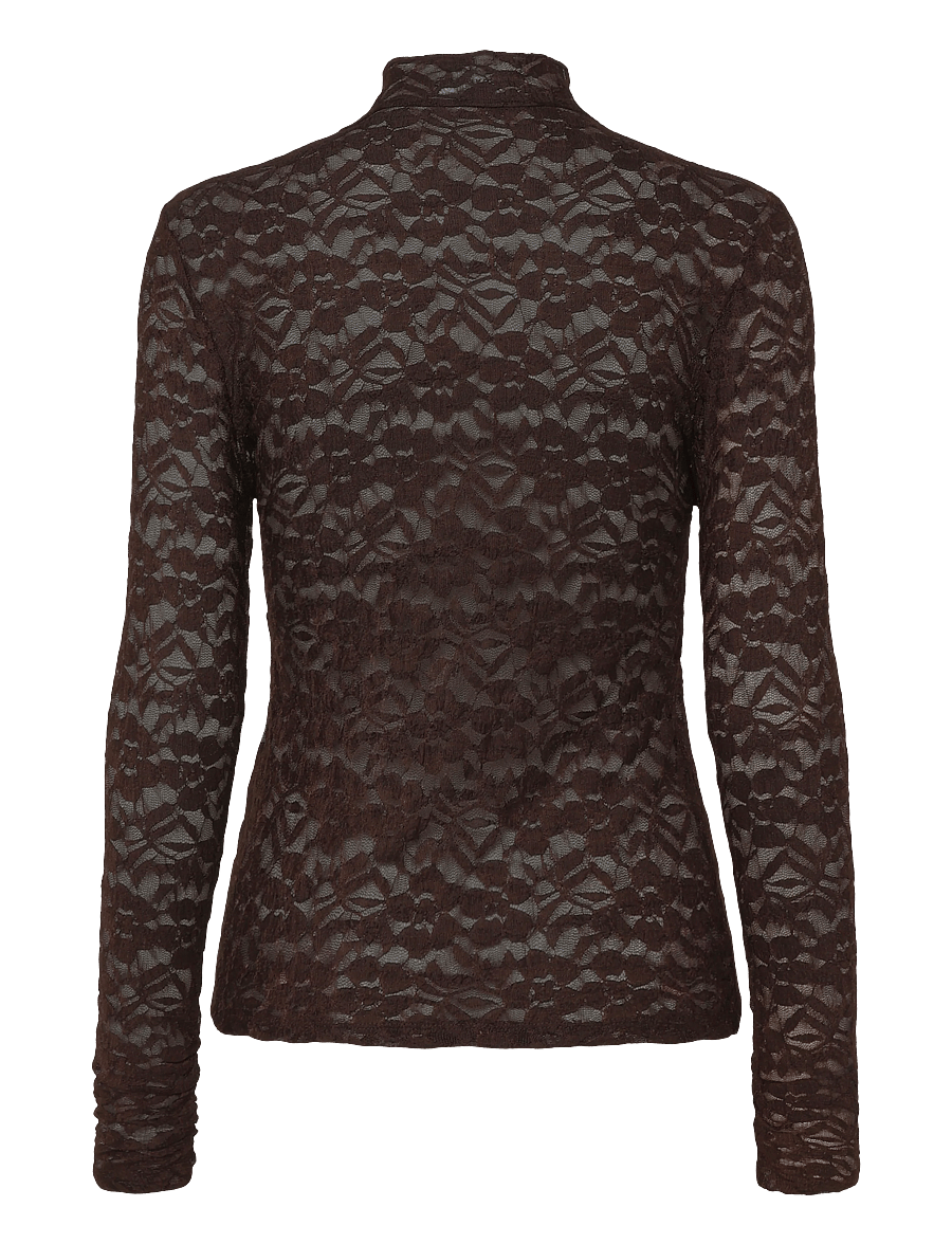Dante6 - Dante6-Irony lace turtle neck top - rollkragenpullover - espresso brown - 2