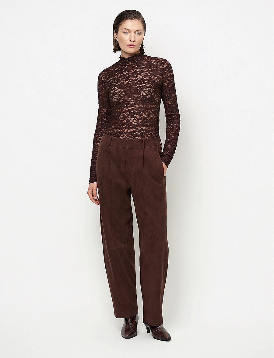 Dante6 - Dante6-Irony lace turtle neck top - rollkragenpullover - espresso brown - 0